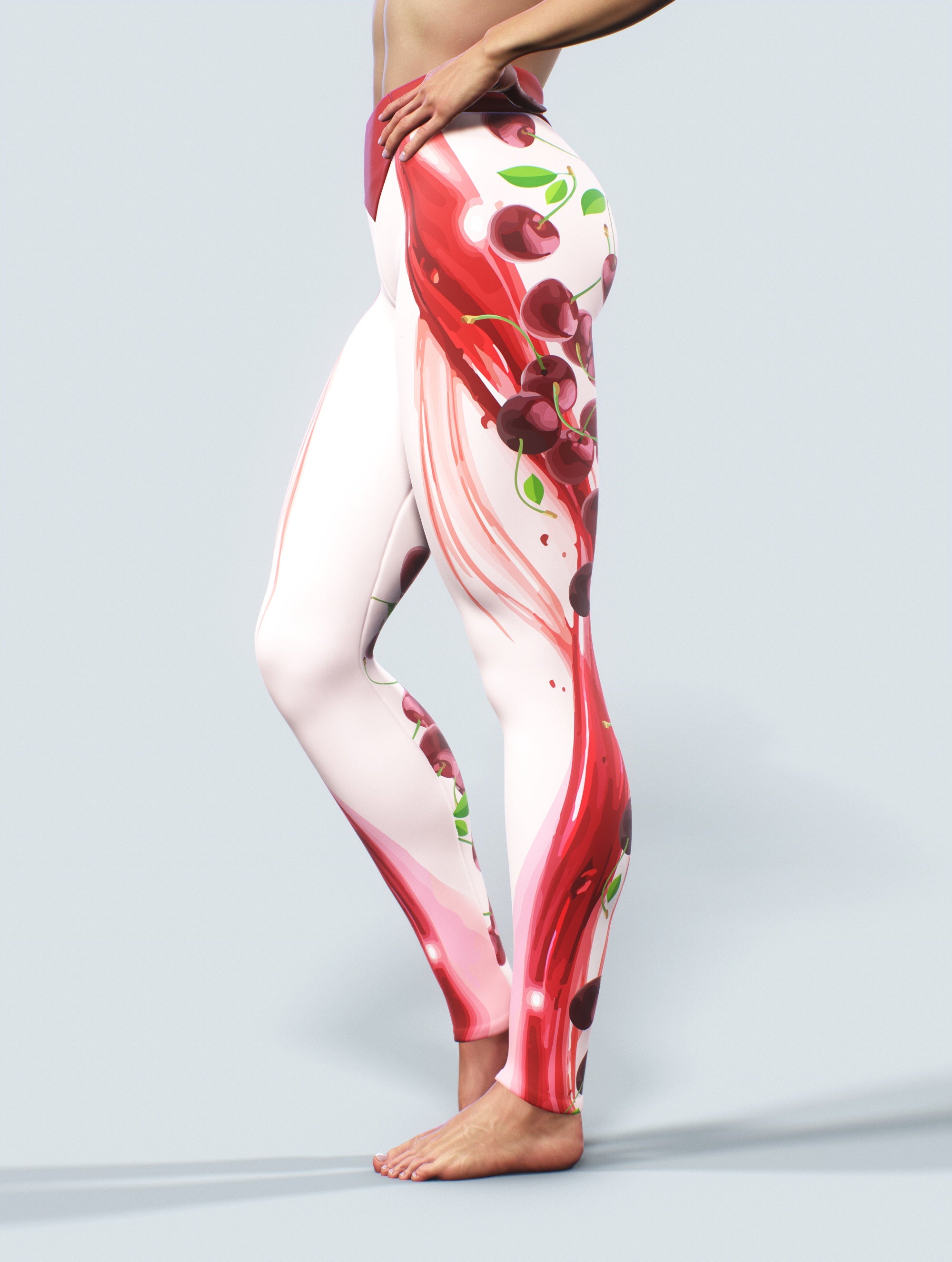 Cherry Cream Leggings-High waisted leggings-bootysculpted
