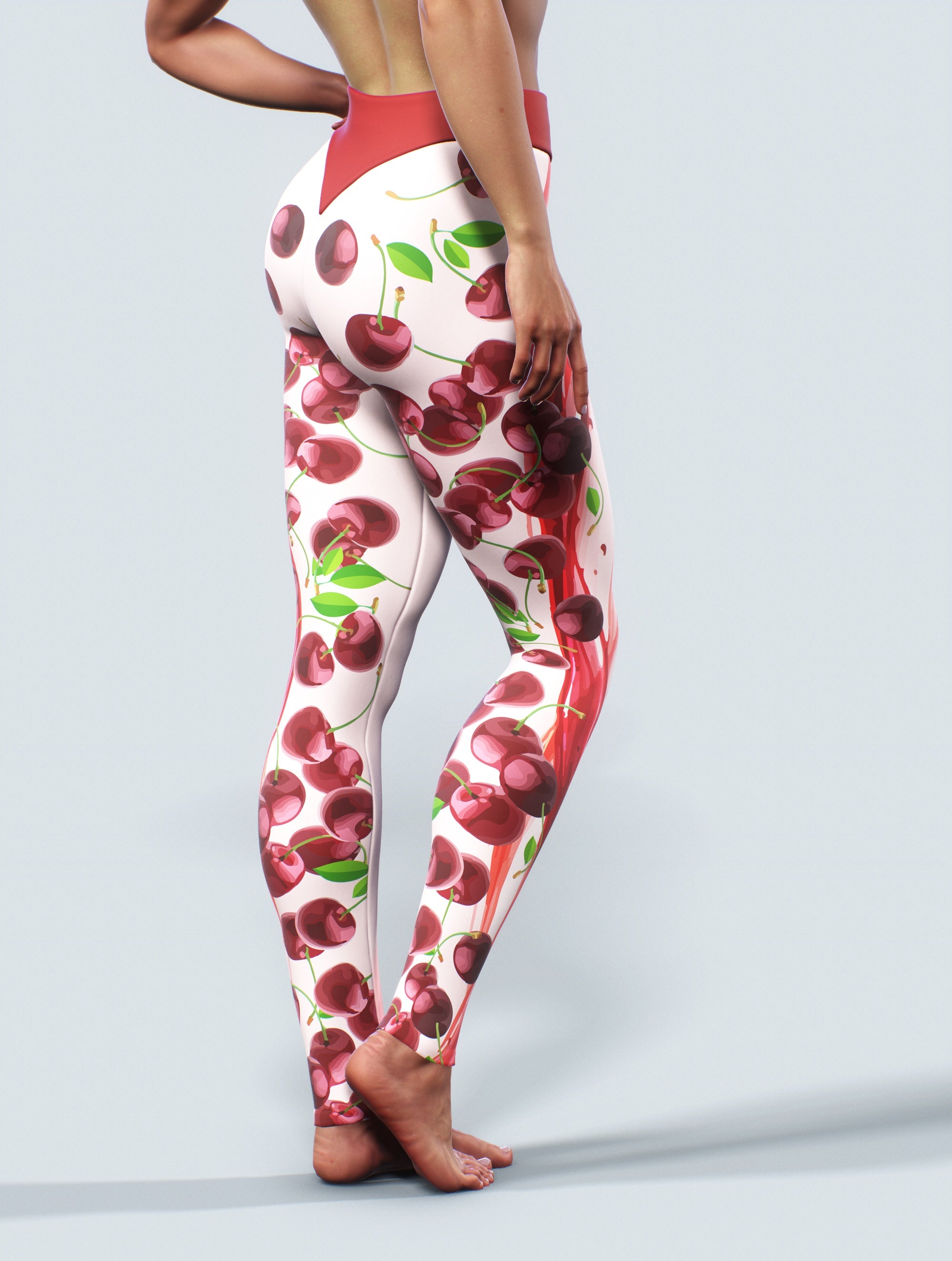 Cherry Cream Leggings-High waisted leggings-bootysculpted