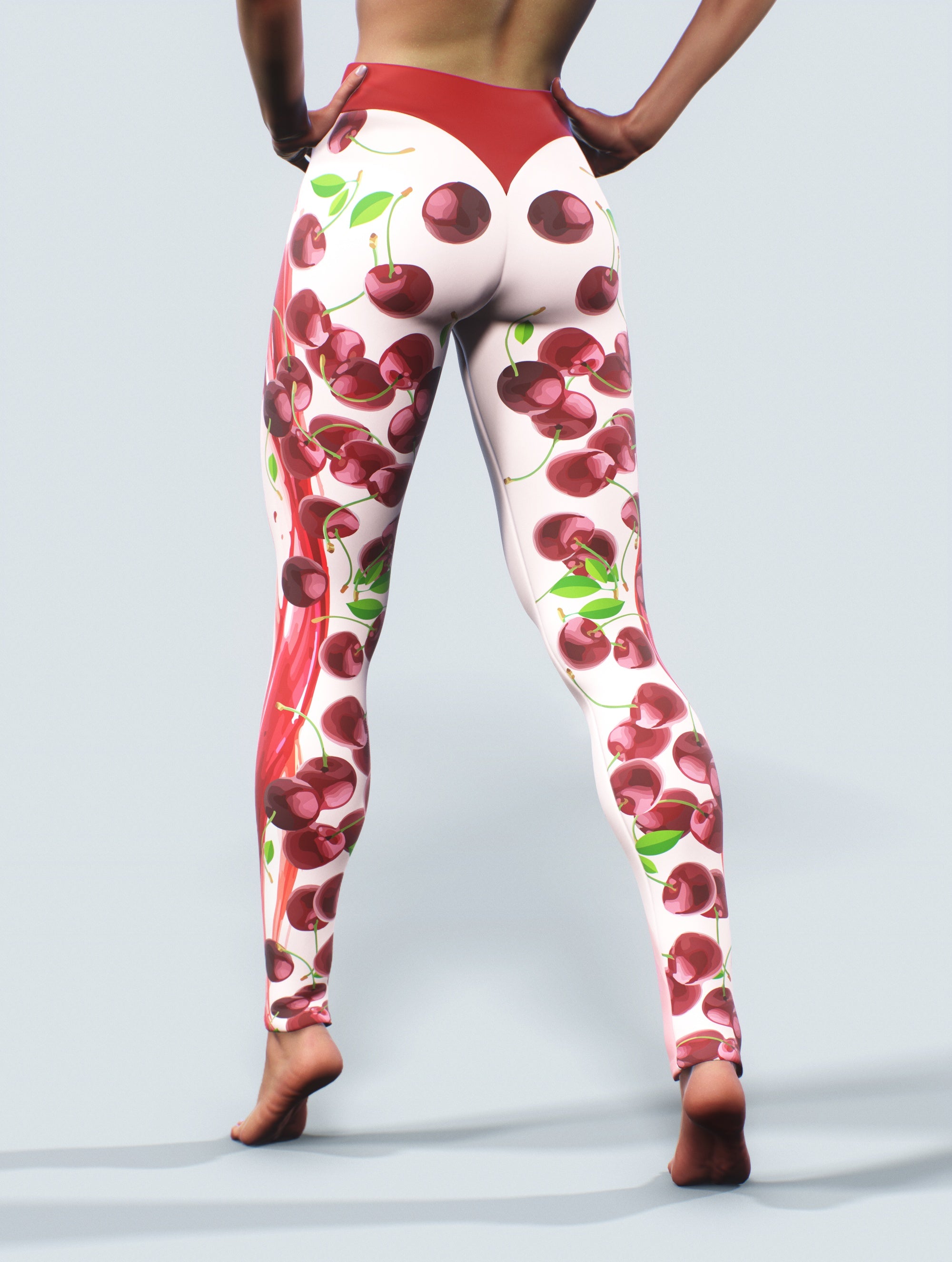 Cherry Cream Leggings-High waisted leggings-bootysculpted