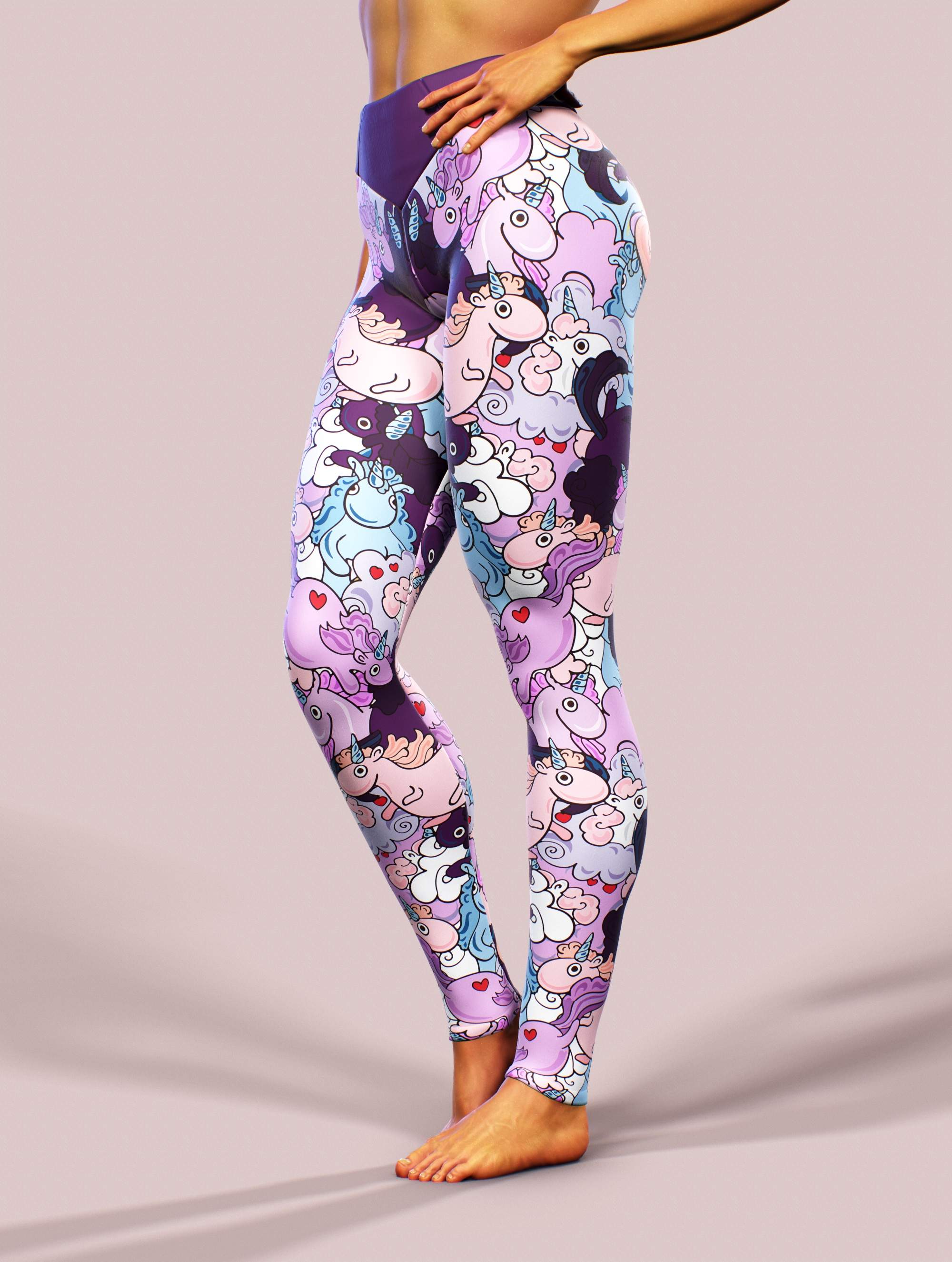 Curvy Unicorns Leggings-High waisted leggings-bootysculpted
