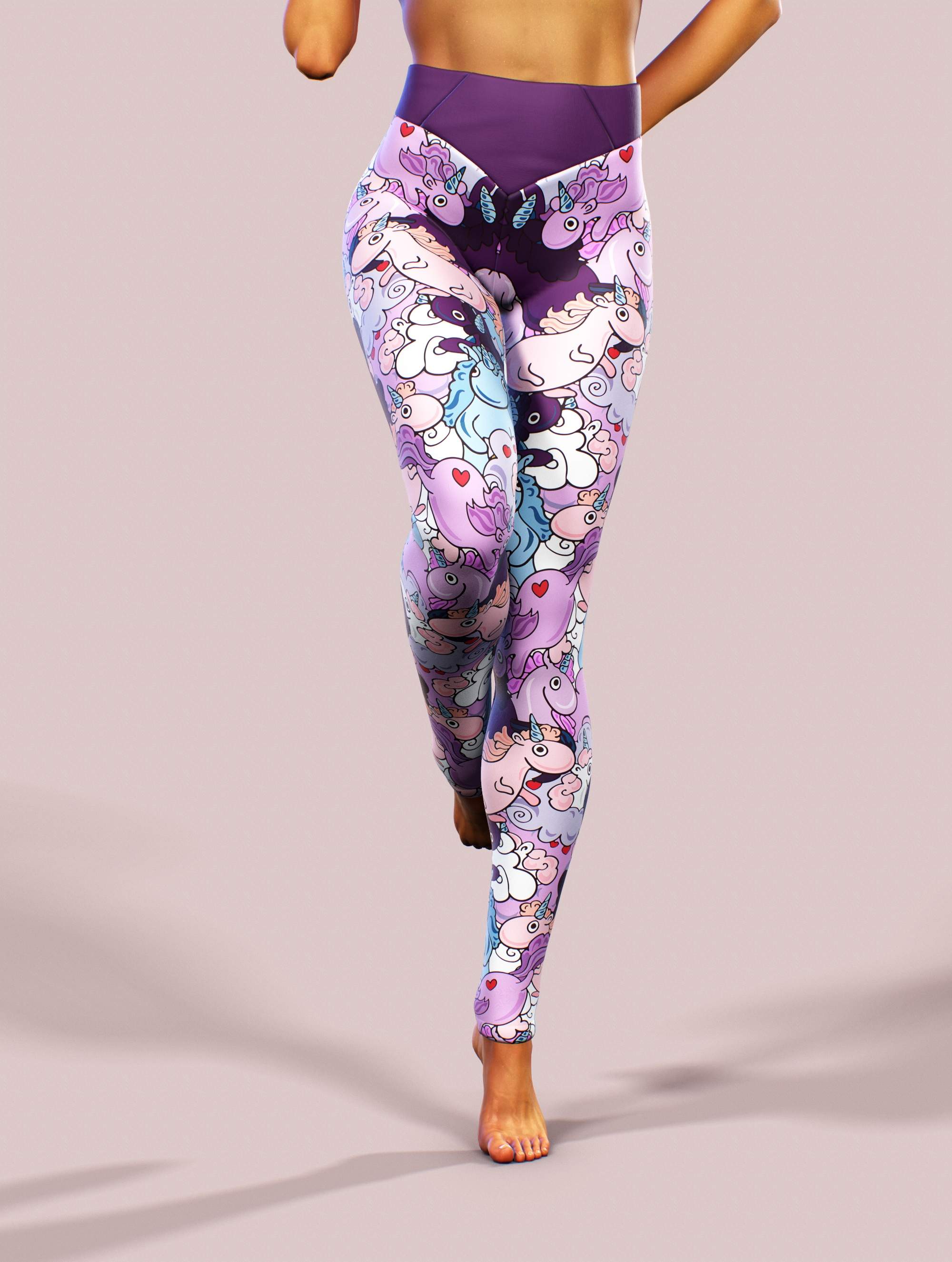 Curvy Unicorns Leggings-High waisted leggings-bootysculpted