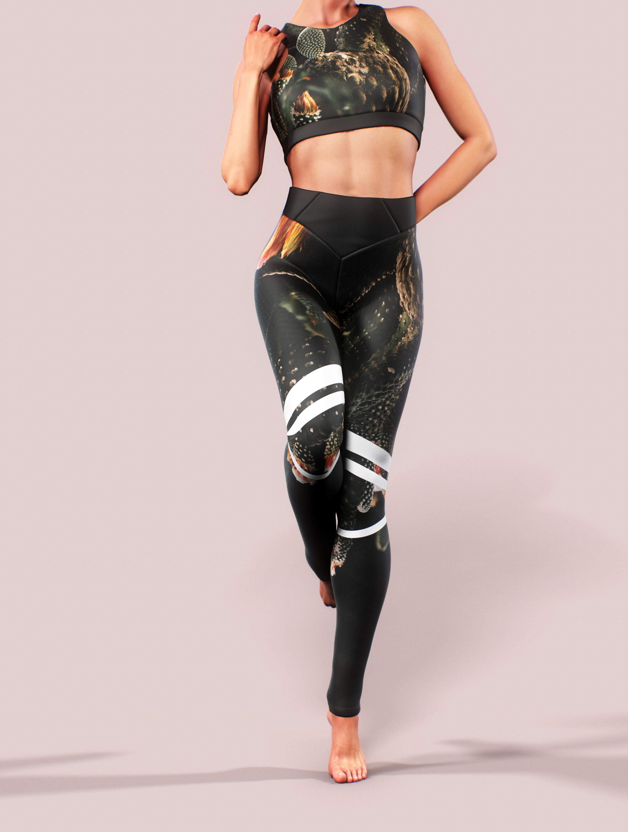 Dark Cactus Leggings-High waisted leggings-bootysculpted