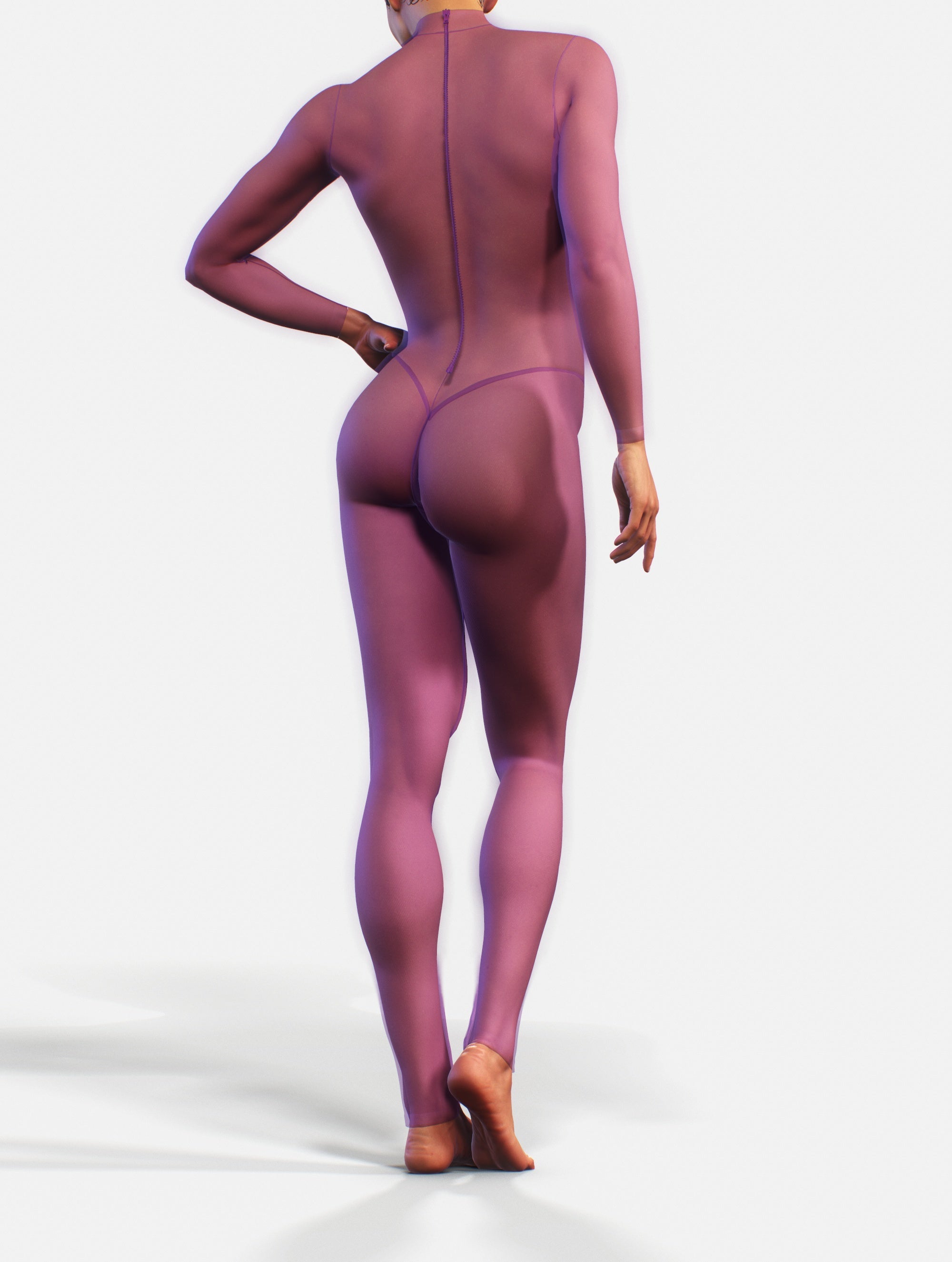 Dark Purple Mesh Suit-unitard-bootysculpted