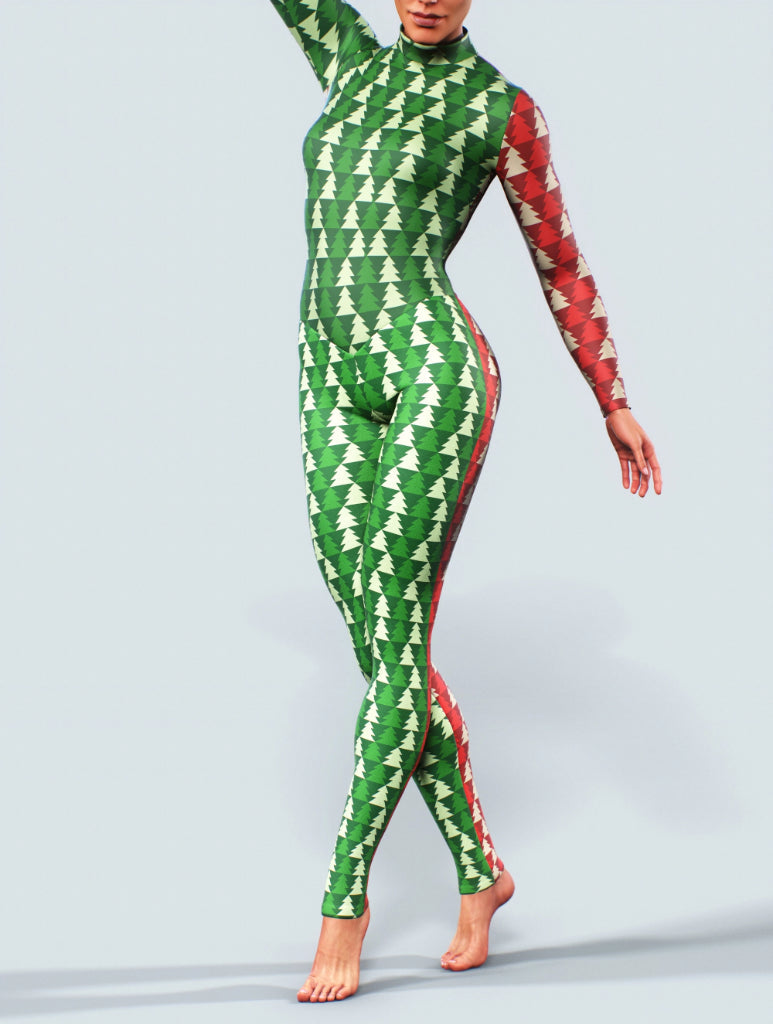 Double Christmas Tree Unitard-unitard-bootysculpted