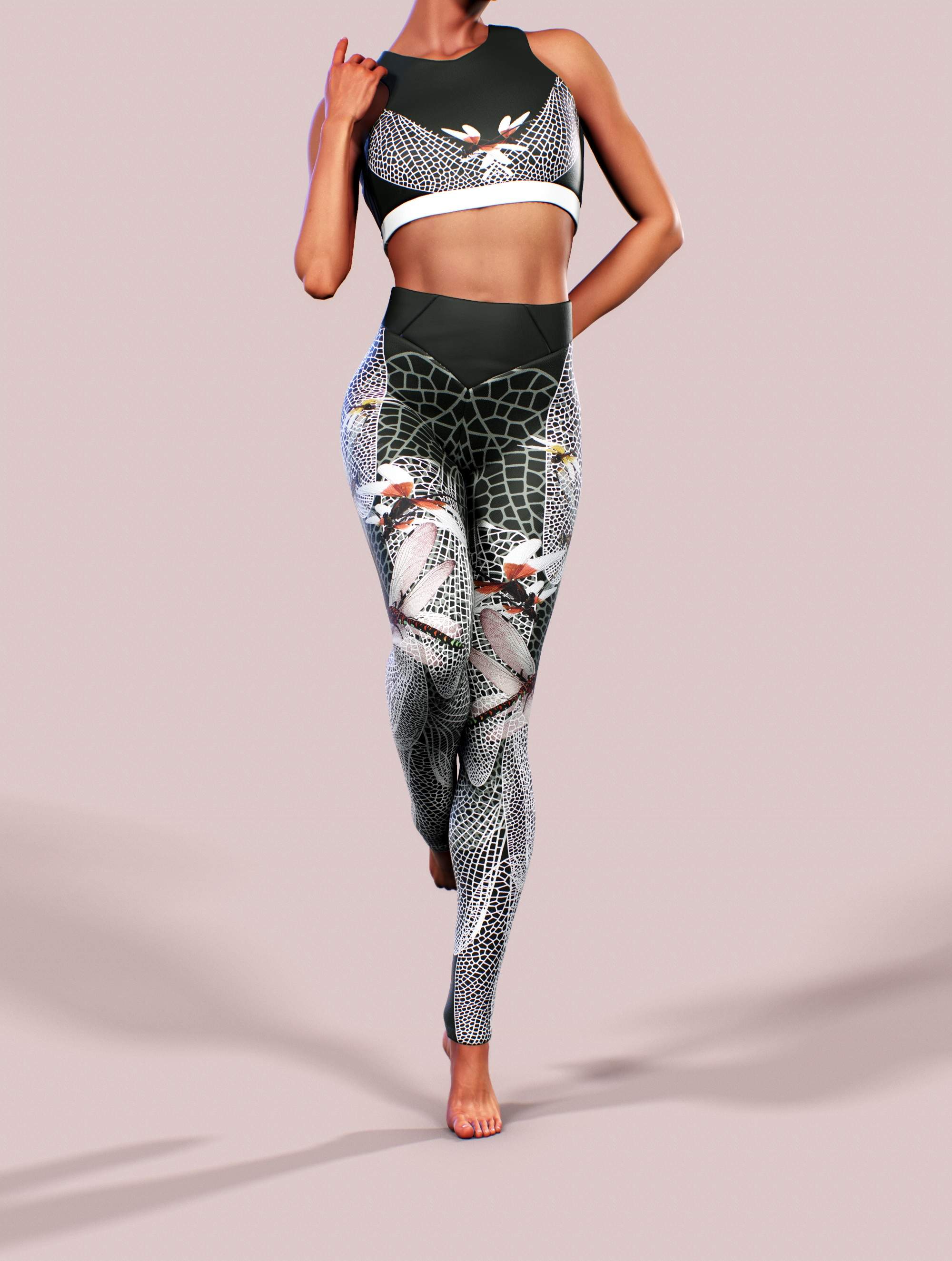 Dragonfly Forest Leggings-High waisted leggings-bootysculpted