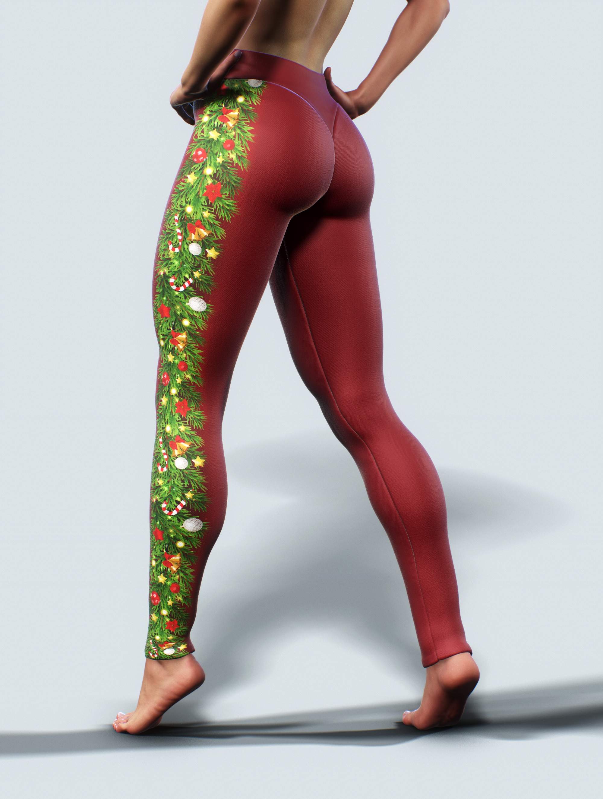 Festive Burgundy Leggings-High waisted leggings-bootysculpted