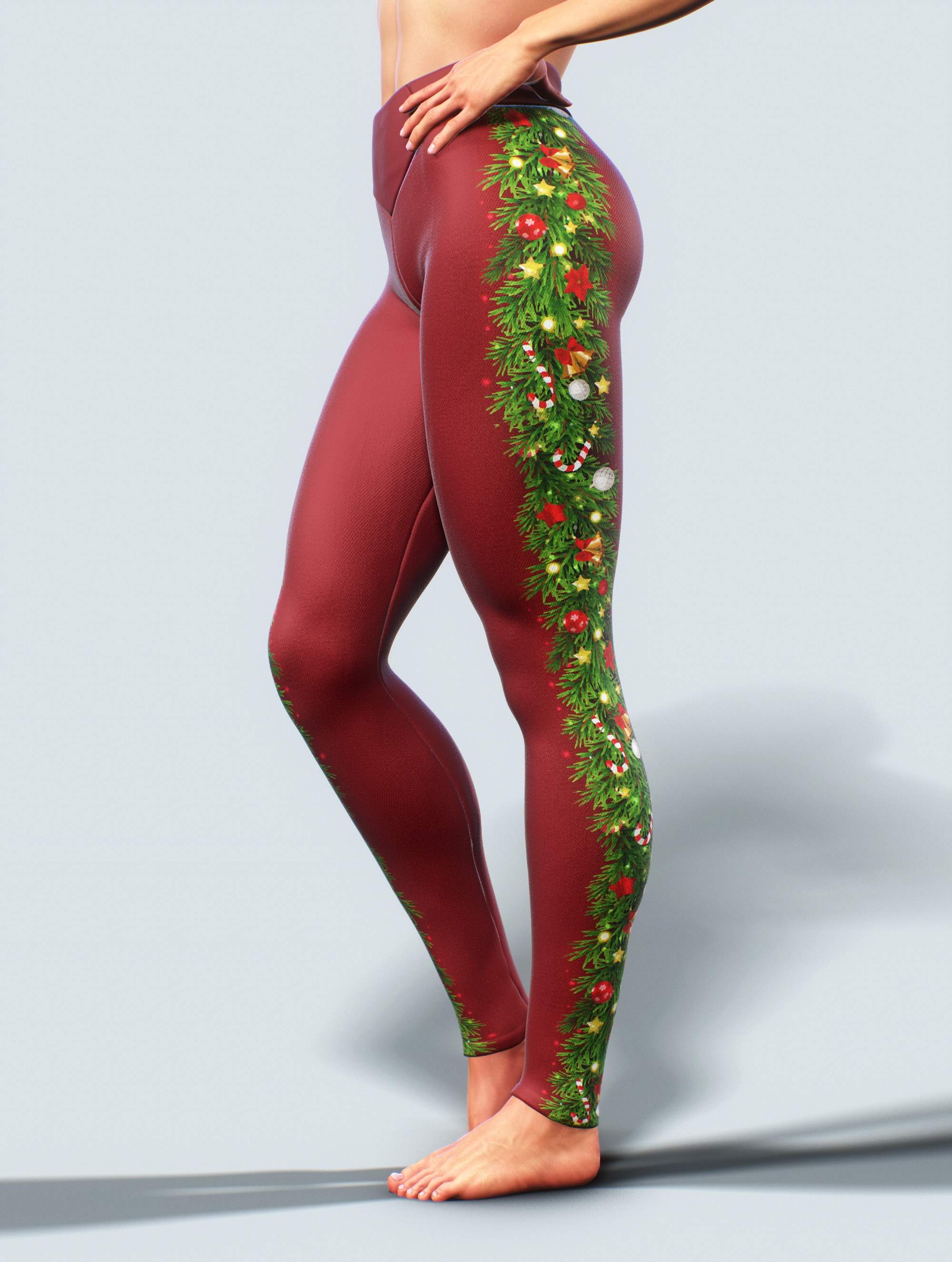 Festive Burgundy Leggings-High waisted leggings-bootysculpted