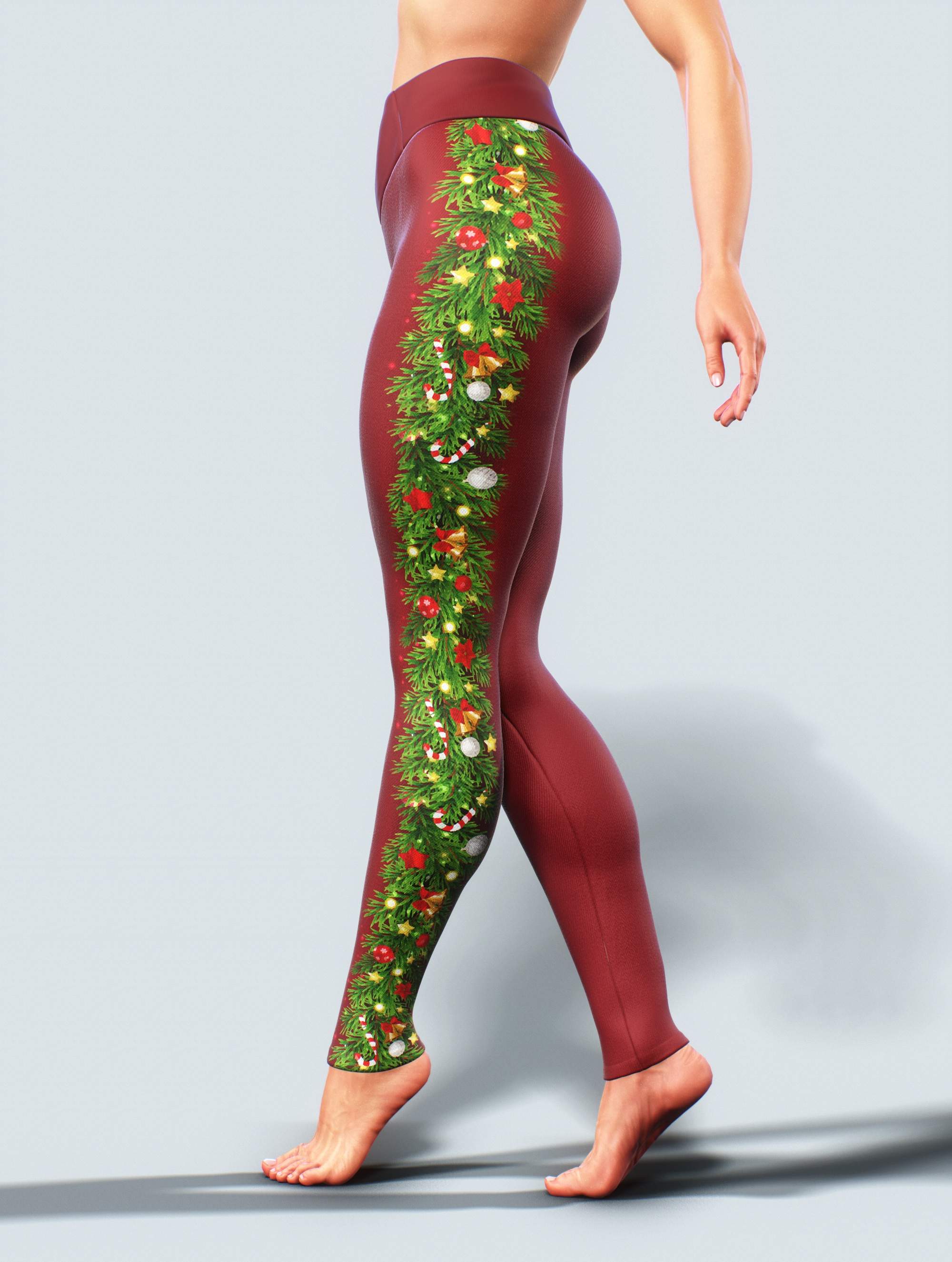 Festive Burgundy Leggings-High waisted leggings-bootysculpted
