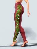 Festive Burgundy Leggings-High waisted leggings-bootysculpted
