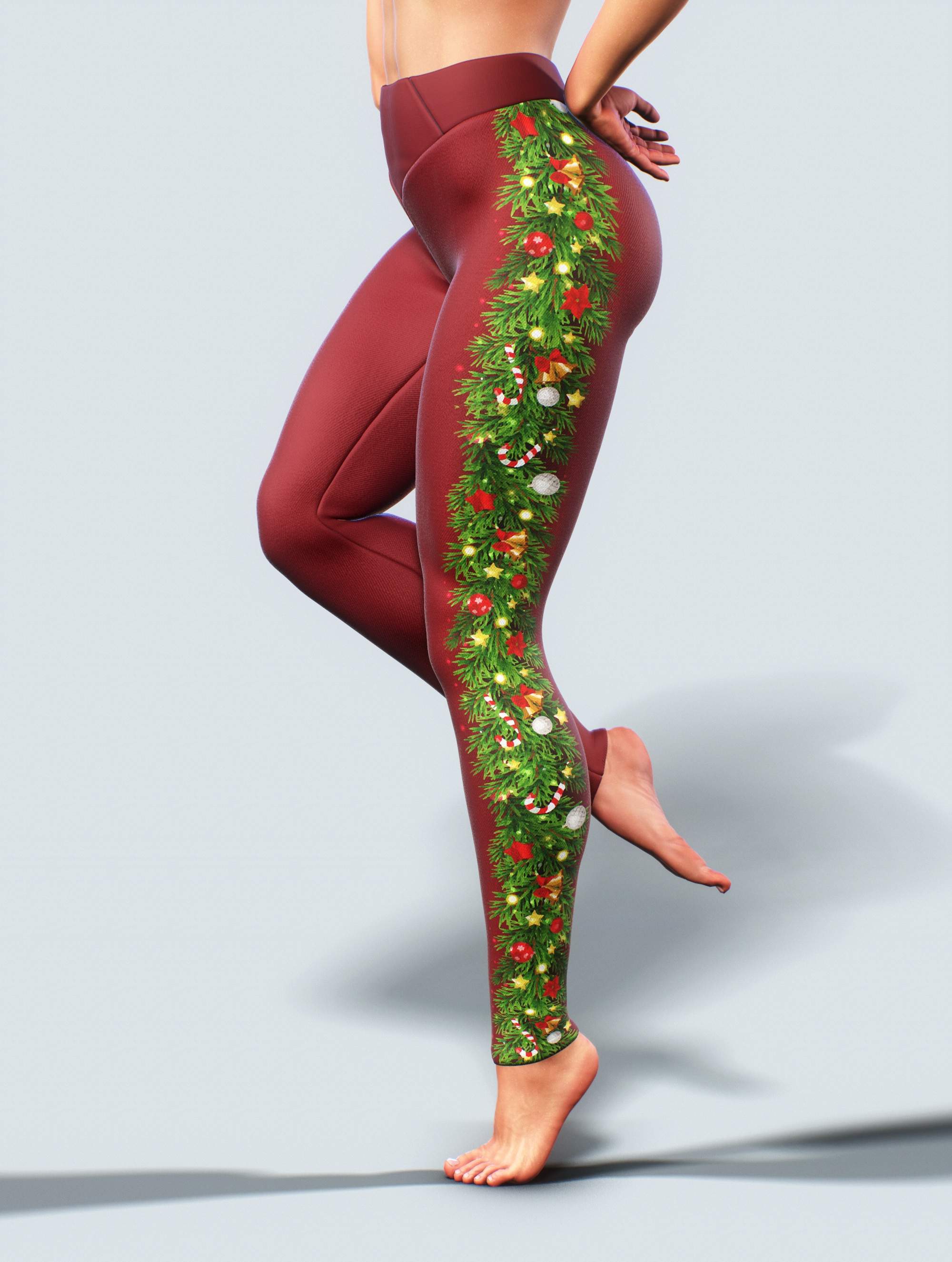 Festive Burgundy Leggings-High waisted leggings-bootysculpted
