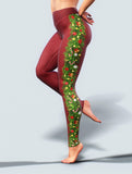 Festive Burgundy Leggings-High waisted leggings-bootysculpted