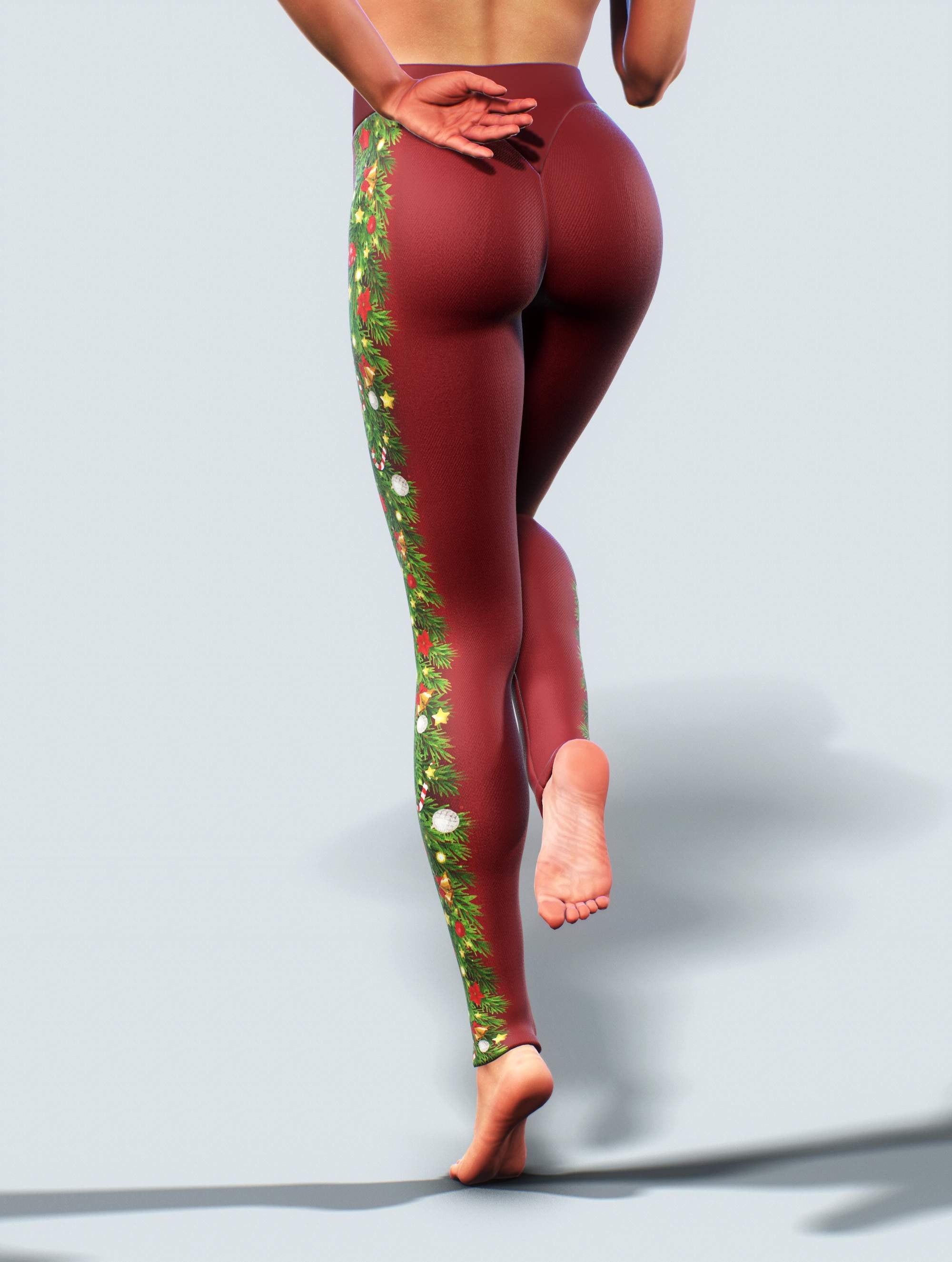 Festive Burgundy Leggings-High waisted leggings-bootysculpted