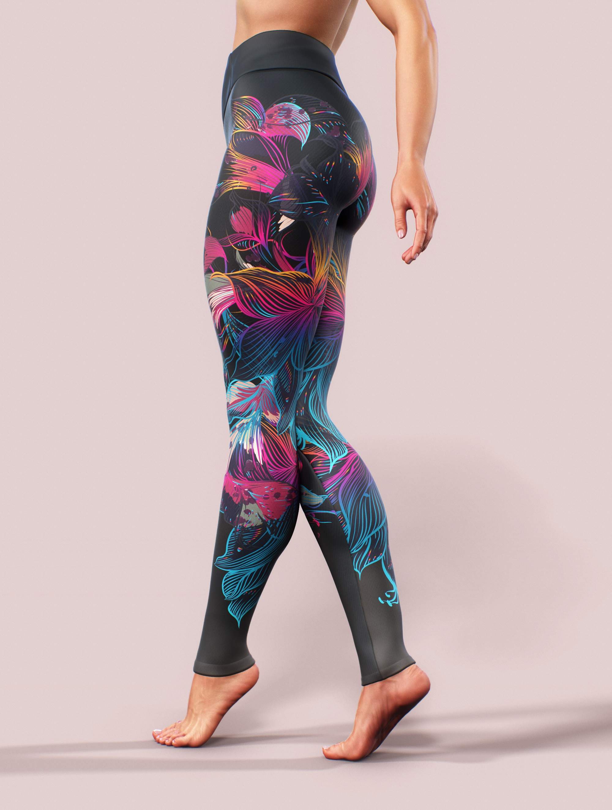 Floral Fire Leggings-High waisted leggings-bootysculpted