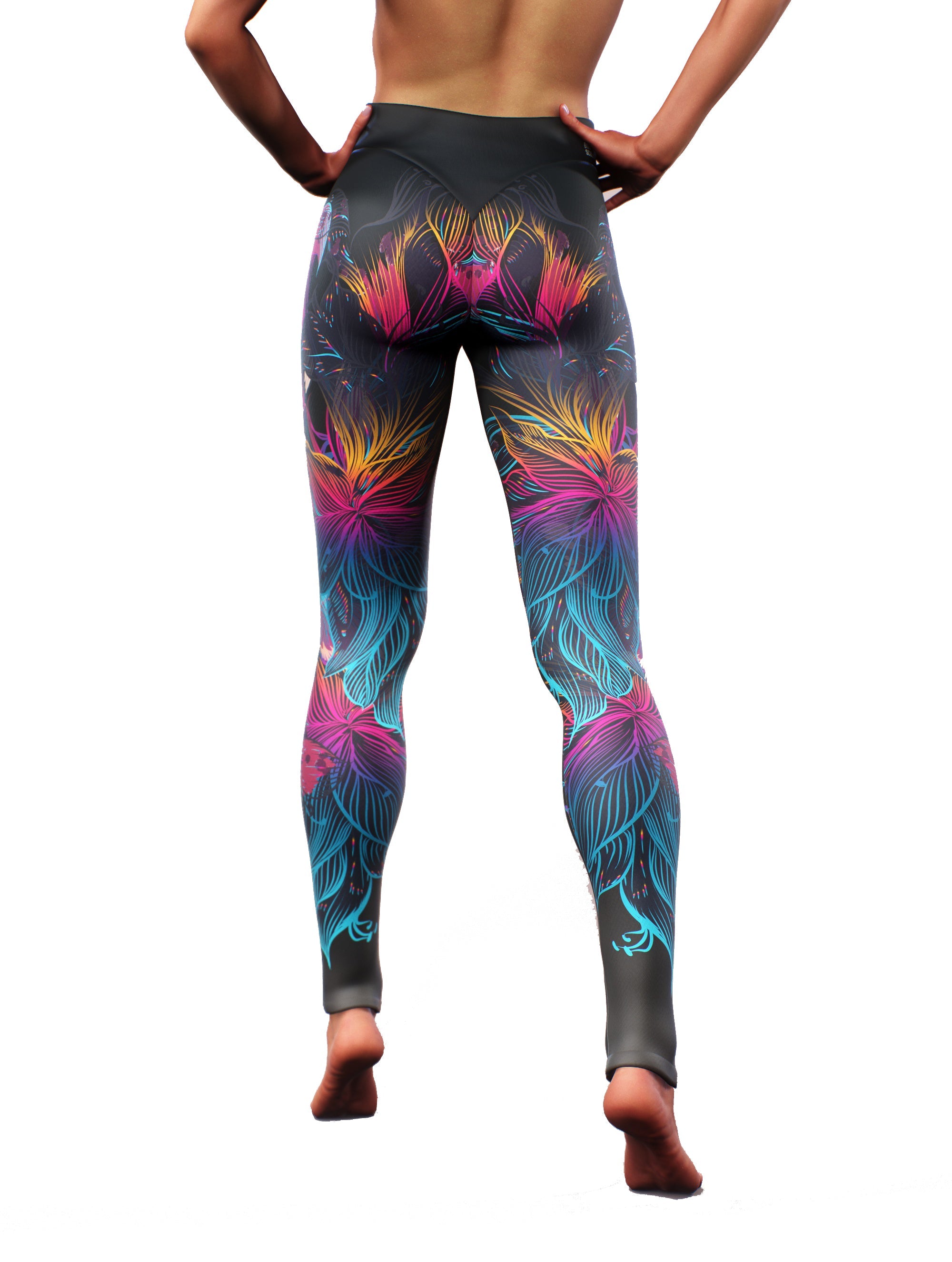 Floral Fire Leggings-High waisted leggings-bootysculpted