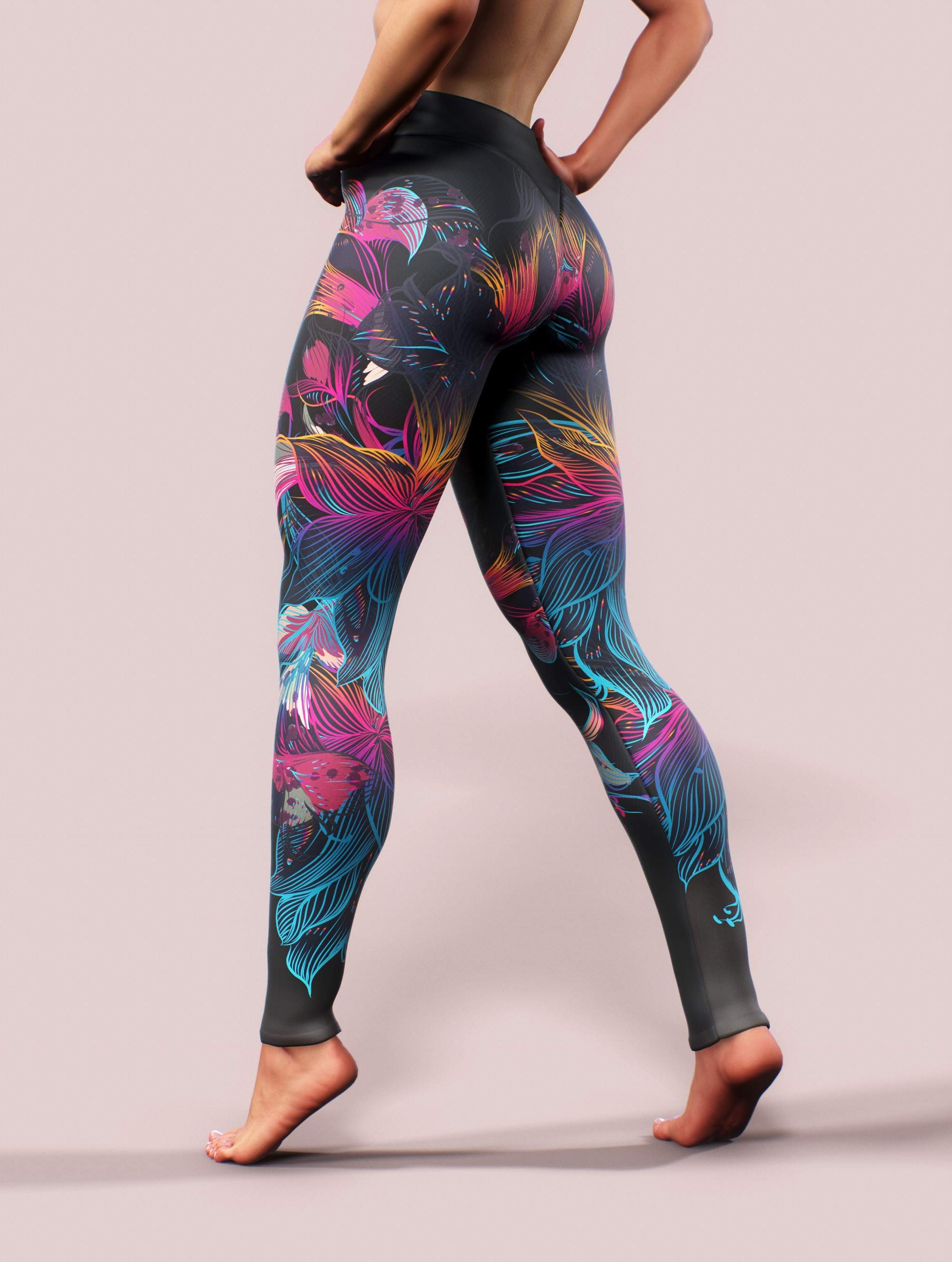 Floral Fire Leggings-High waisted leggings-bootysculpted