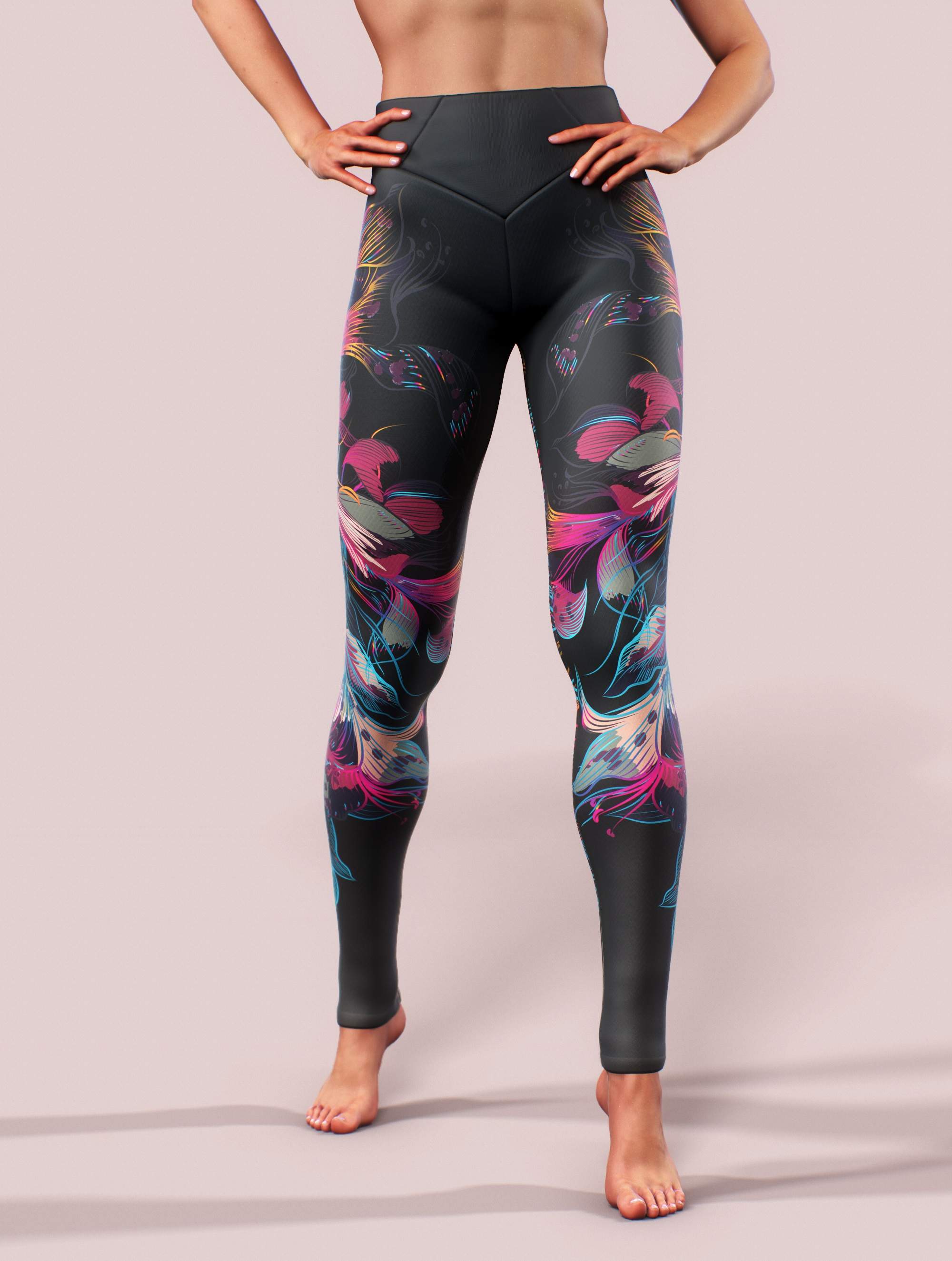 Floral Fire Leggings-High waisted leggings-bootysculpted