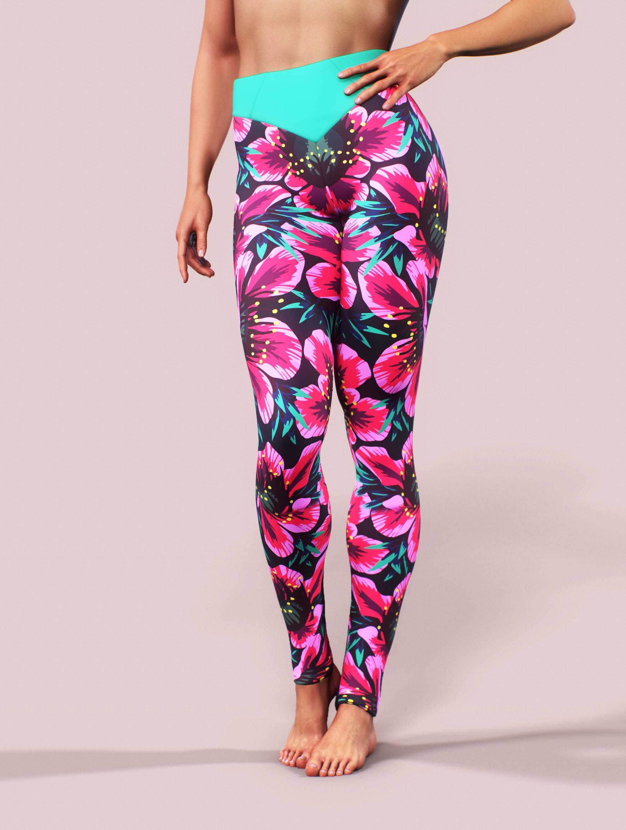 Floral Lilly Yoga Pants-High waisted leggings-bootysculpted