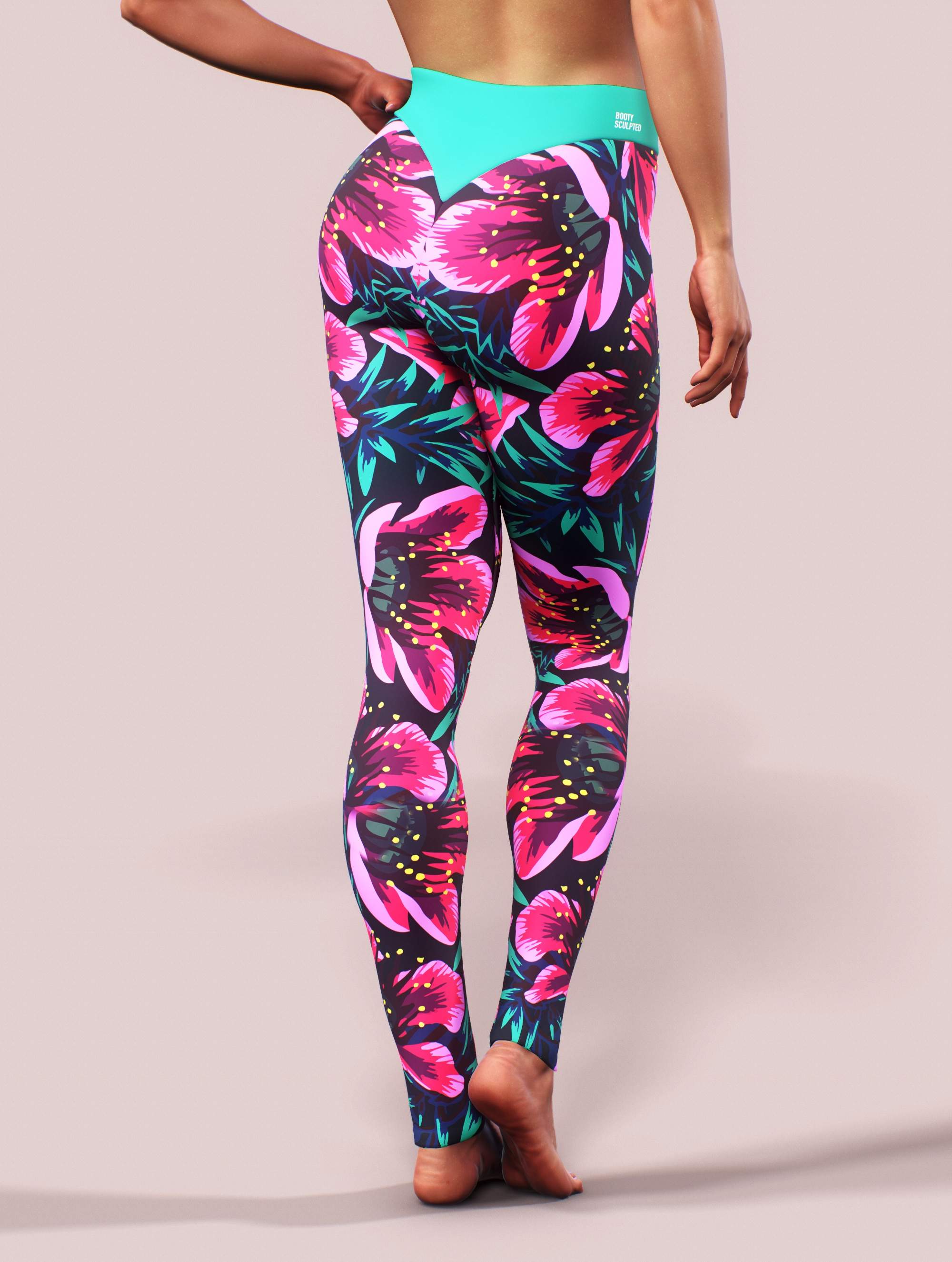 Floral Lilly Yoga Pants-High waisted leggings-bootysculpted