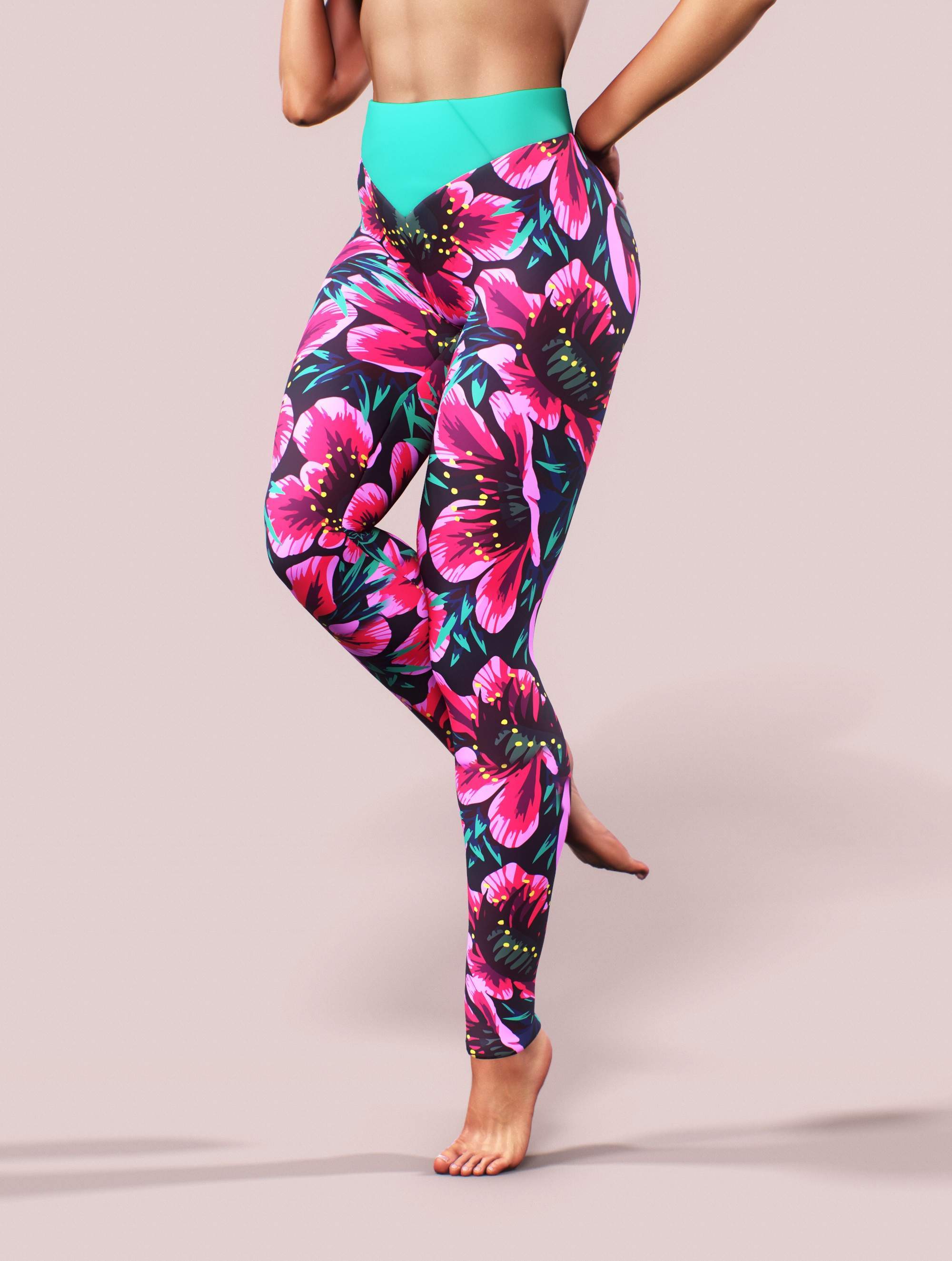 Floral Lilly Yoga Pants-High waisted leggings-bootysculpted