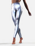 Glossy Silver Leggings-High waisted leggings-bootysculpted