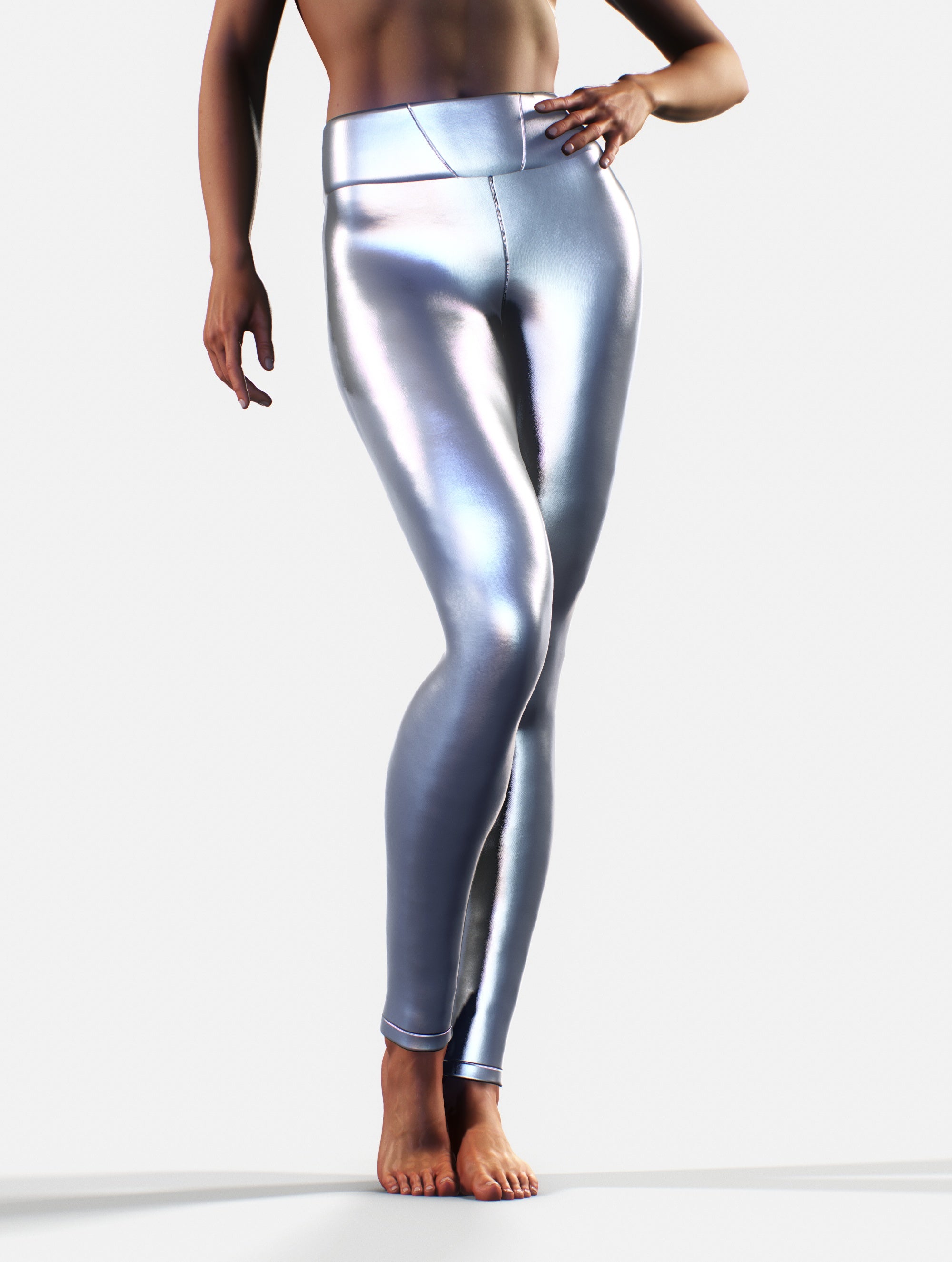 Glossy Silver Leggings-High waisted leggings-bootysculpted