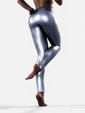 Glossy Silver Leggings-High waisted leggings-bootysculpted