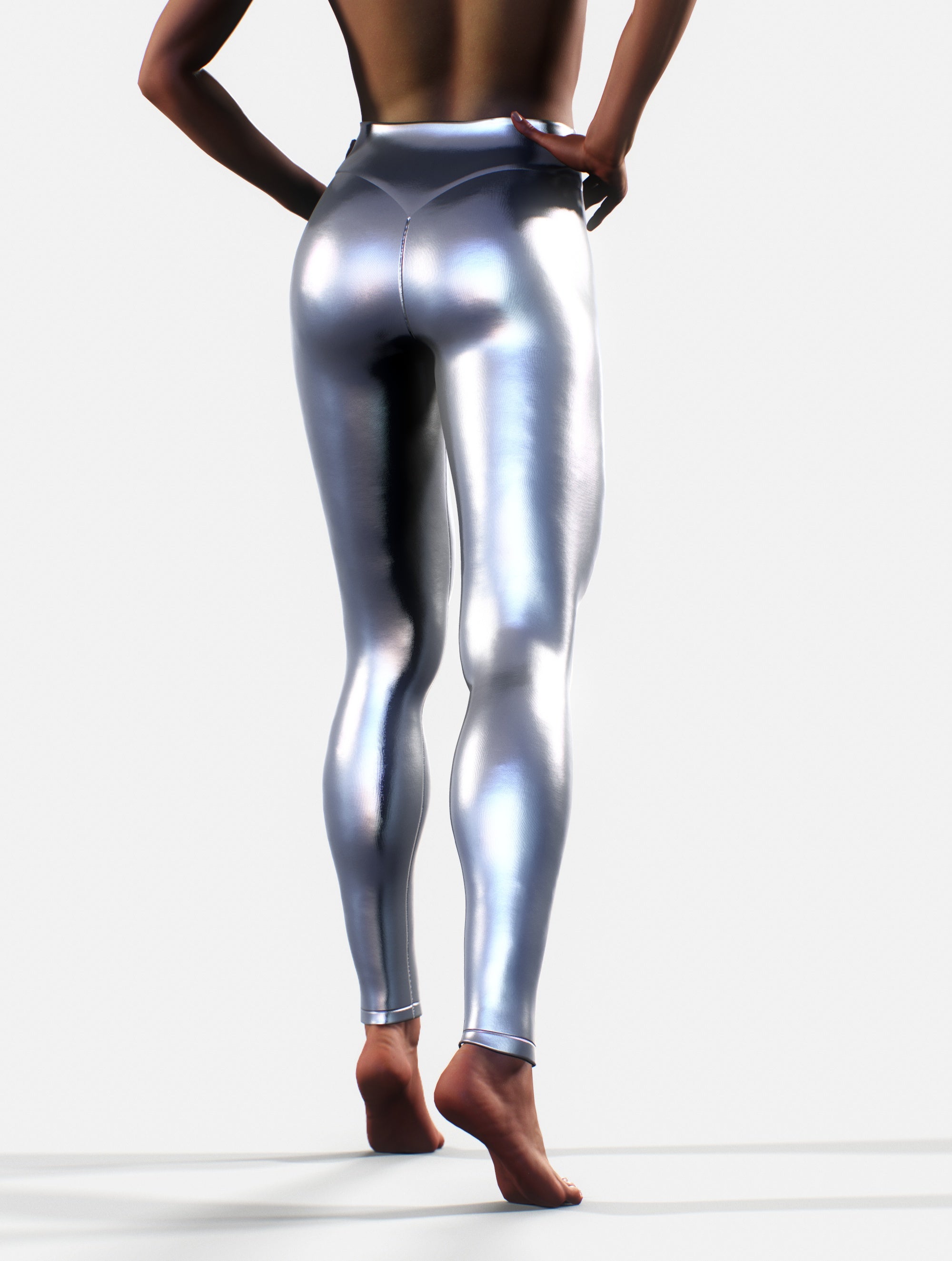 Glossy Silver Leggings-High waisted leggings-bootysculpted