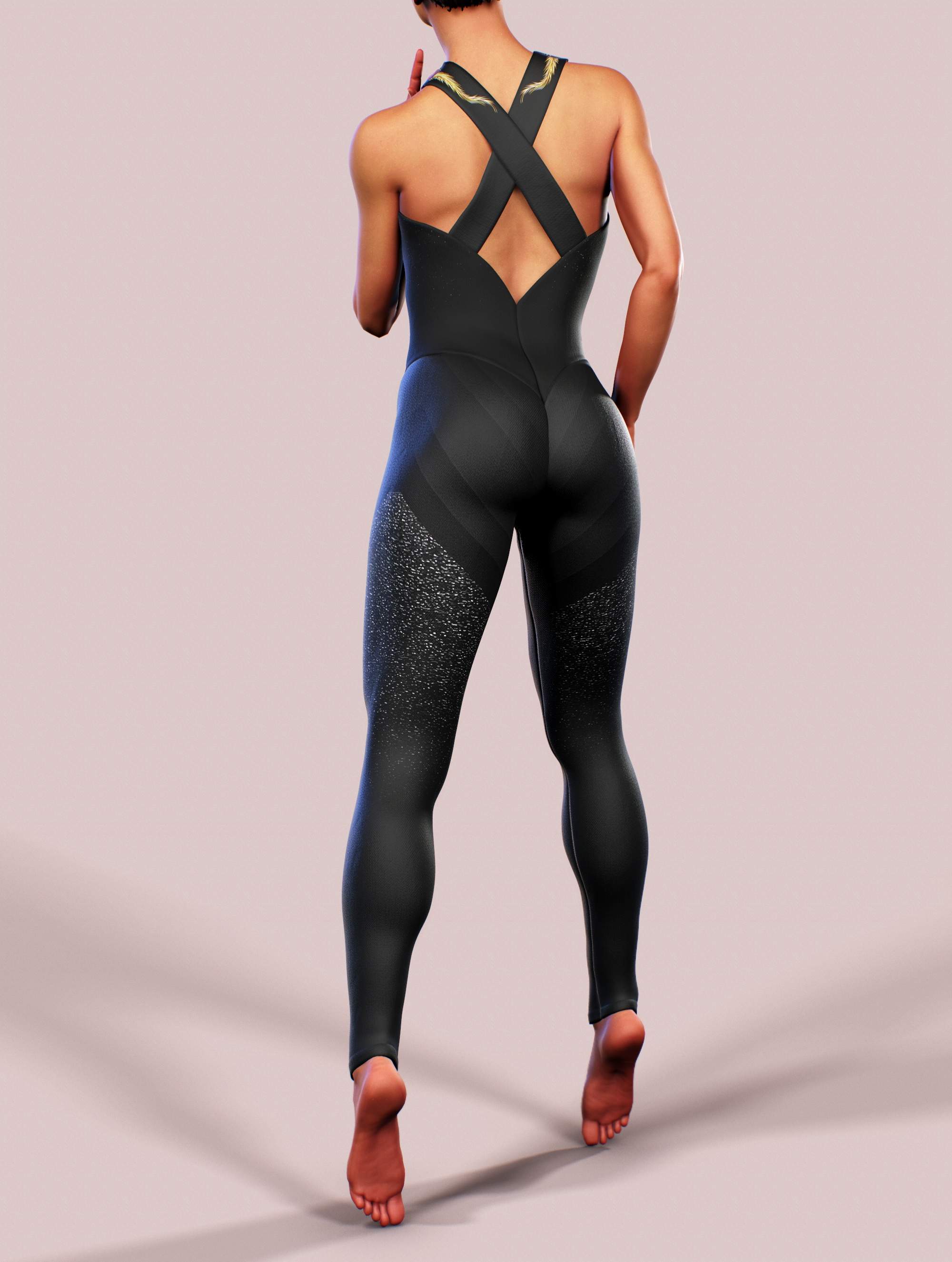 Golden Feathers Black Catsuit-unitard-bootysculpted
