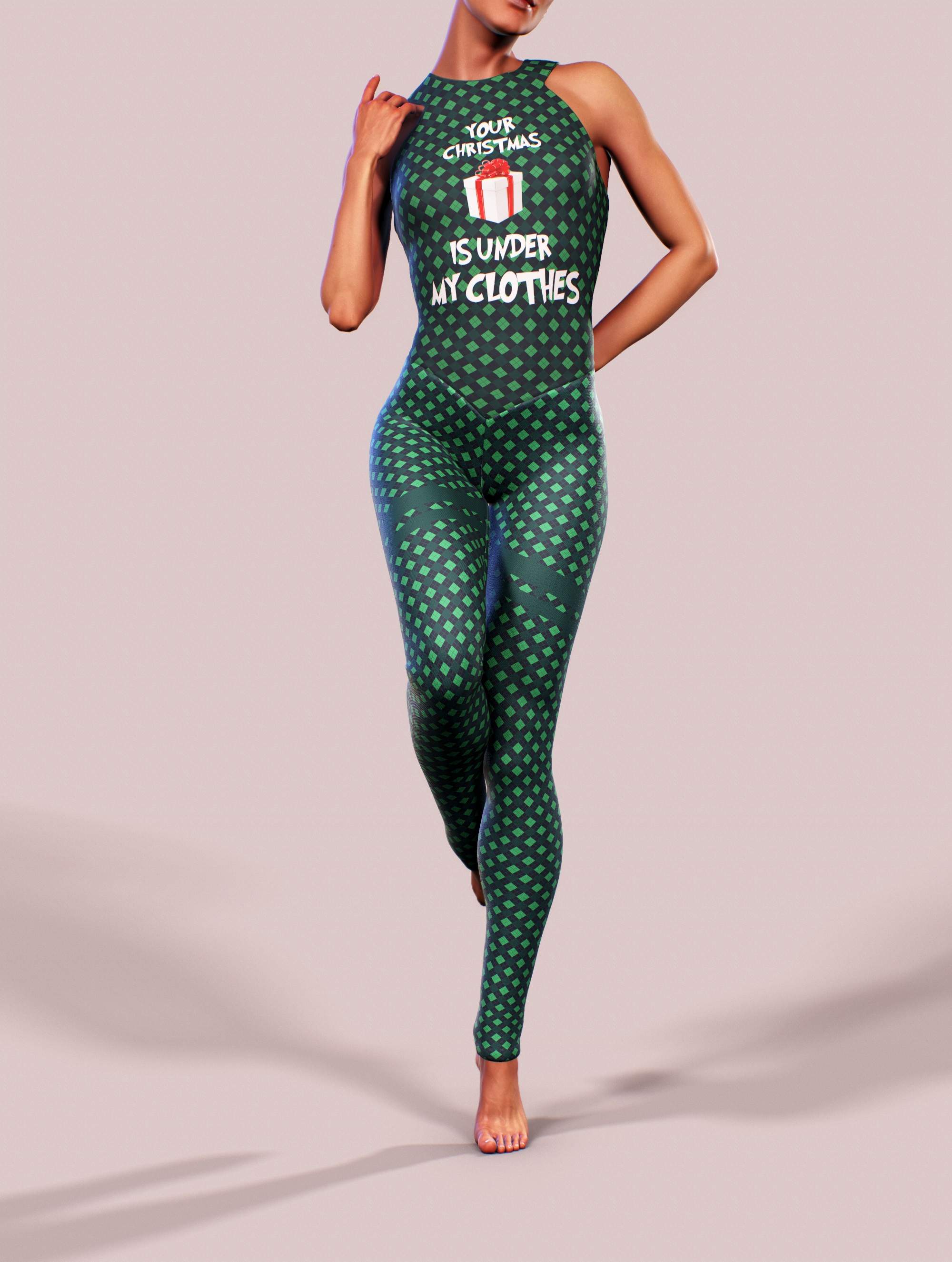Green Xmas Plaid Bodysuit-unitard-bootysculpted
