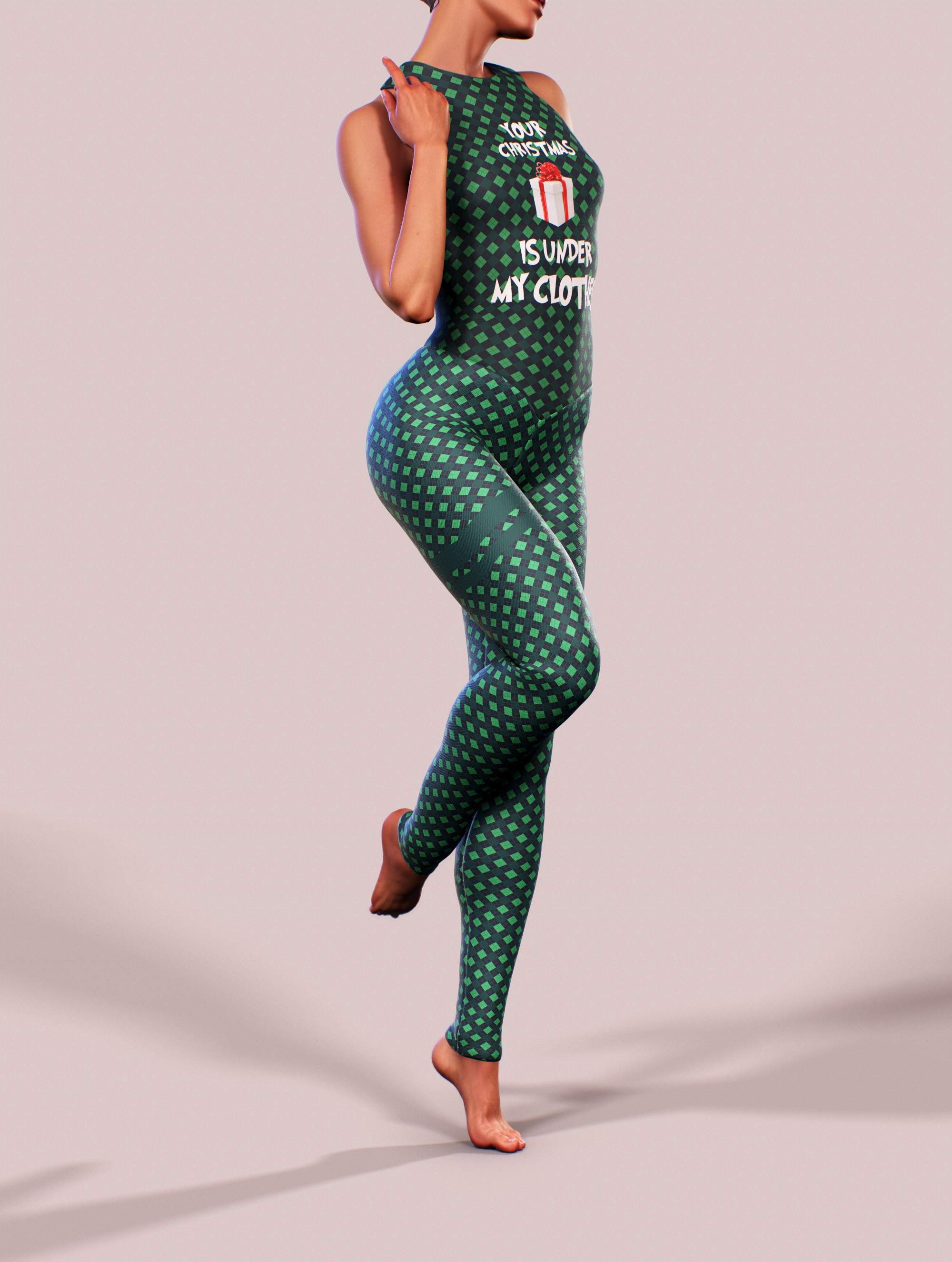 Green Xmas Plaid Bodysuit-unitard-bootysculpted