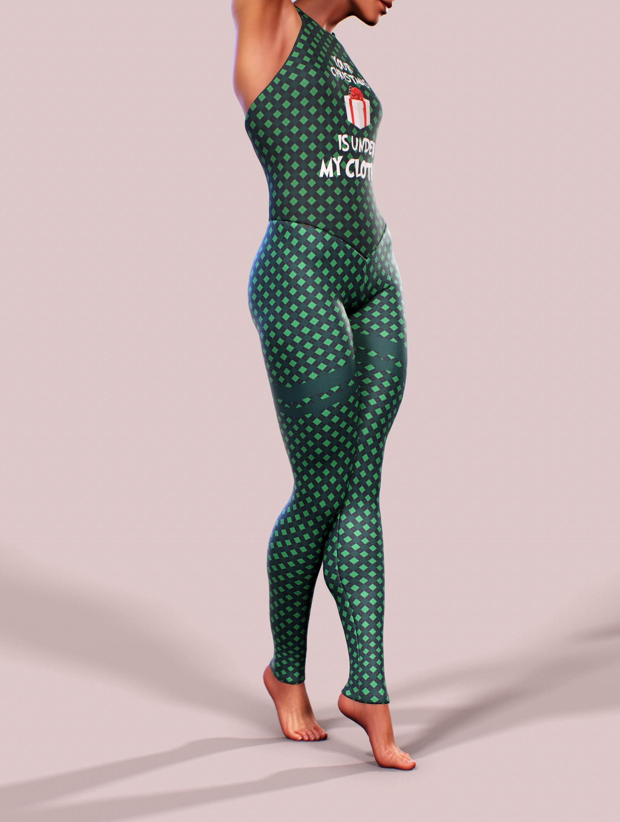 Green Xmas Plaid Bodysuit-unitard-bootysculpted