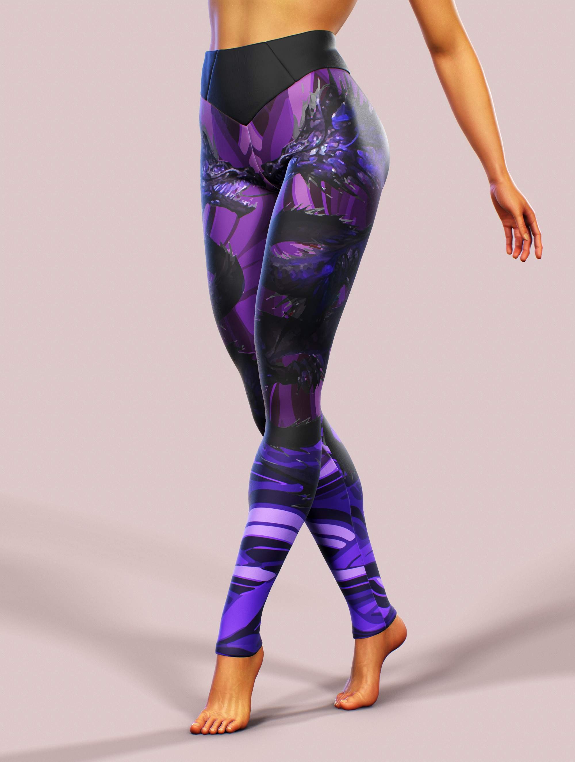 Jap Dragon Leggings-High waisted leggings-bootysculpted