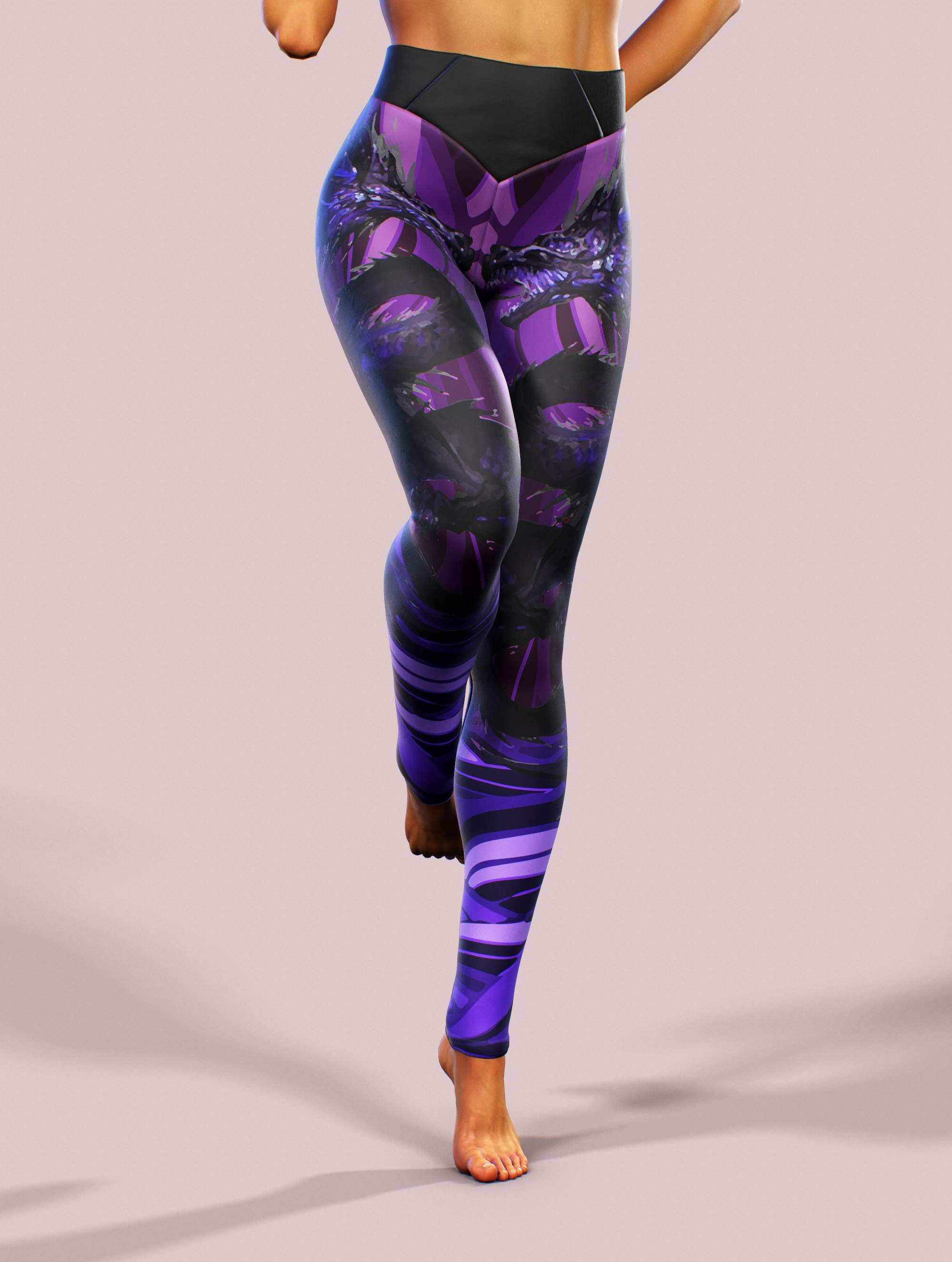 Jap Dragon Leggings-High waisted leggings-bootysculpted
