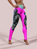 Magenta Monster Eyes Tights-High waisted leggings-bootysculpted