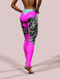 Magenta Monster Eyes Tights-High waisted leggings-bootysculpted