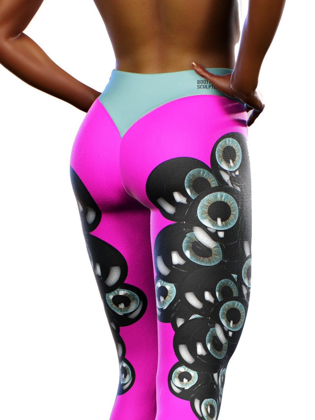 Magenta Monster Eyes Tights-High waisted leggings-bootysculpted