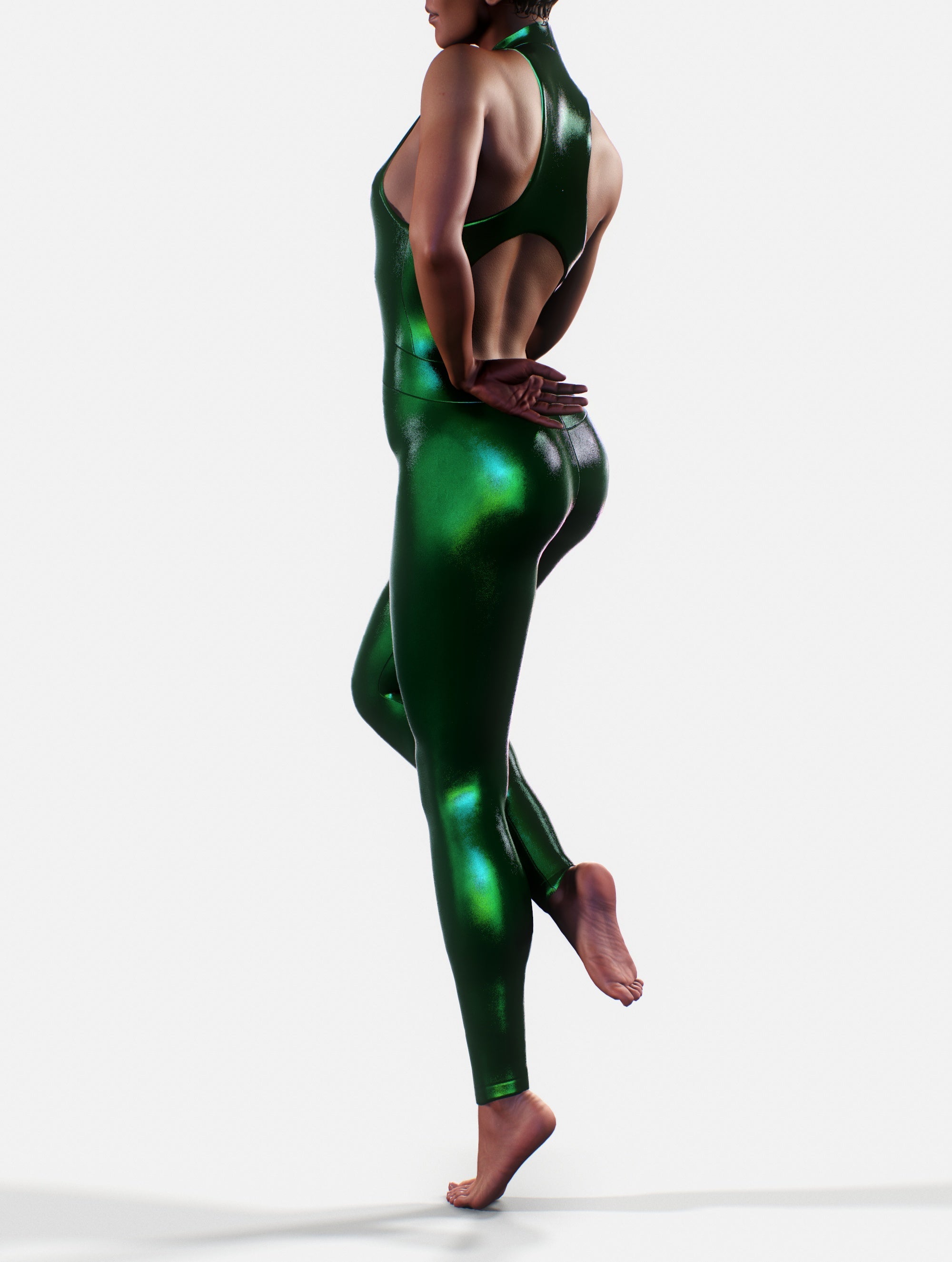 Metallic Green Unitard-unitard-bootysculpted