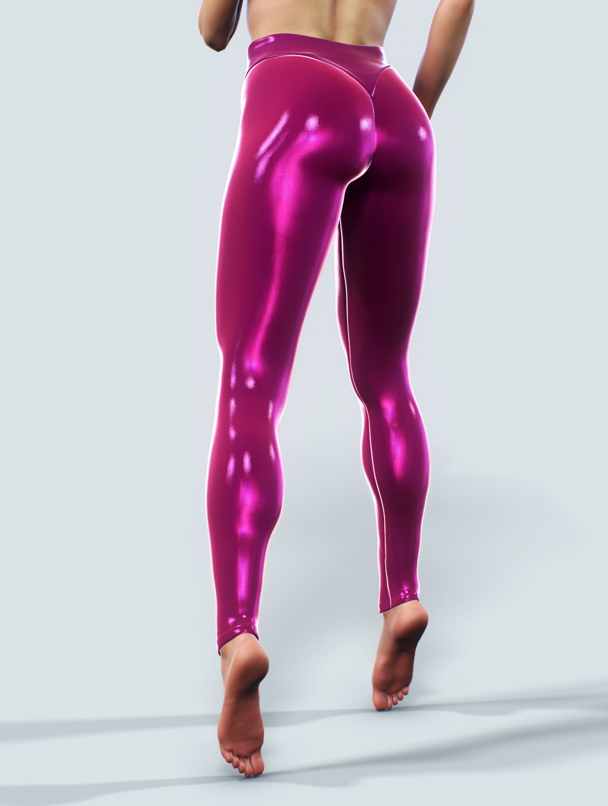 Metallic Look Raspberry Leggings-High waisted leggings-bootysculpted
