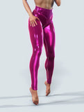 Metallic Look Raspberry Leggings-High waisted leggings-bootysculpted