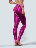 Metallic Look Raspberry Leggings-High waisted leggings-bootysculpted