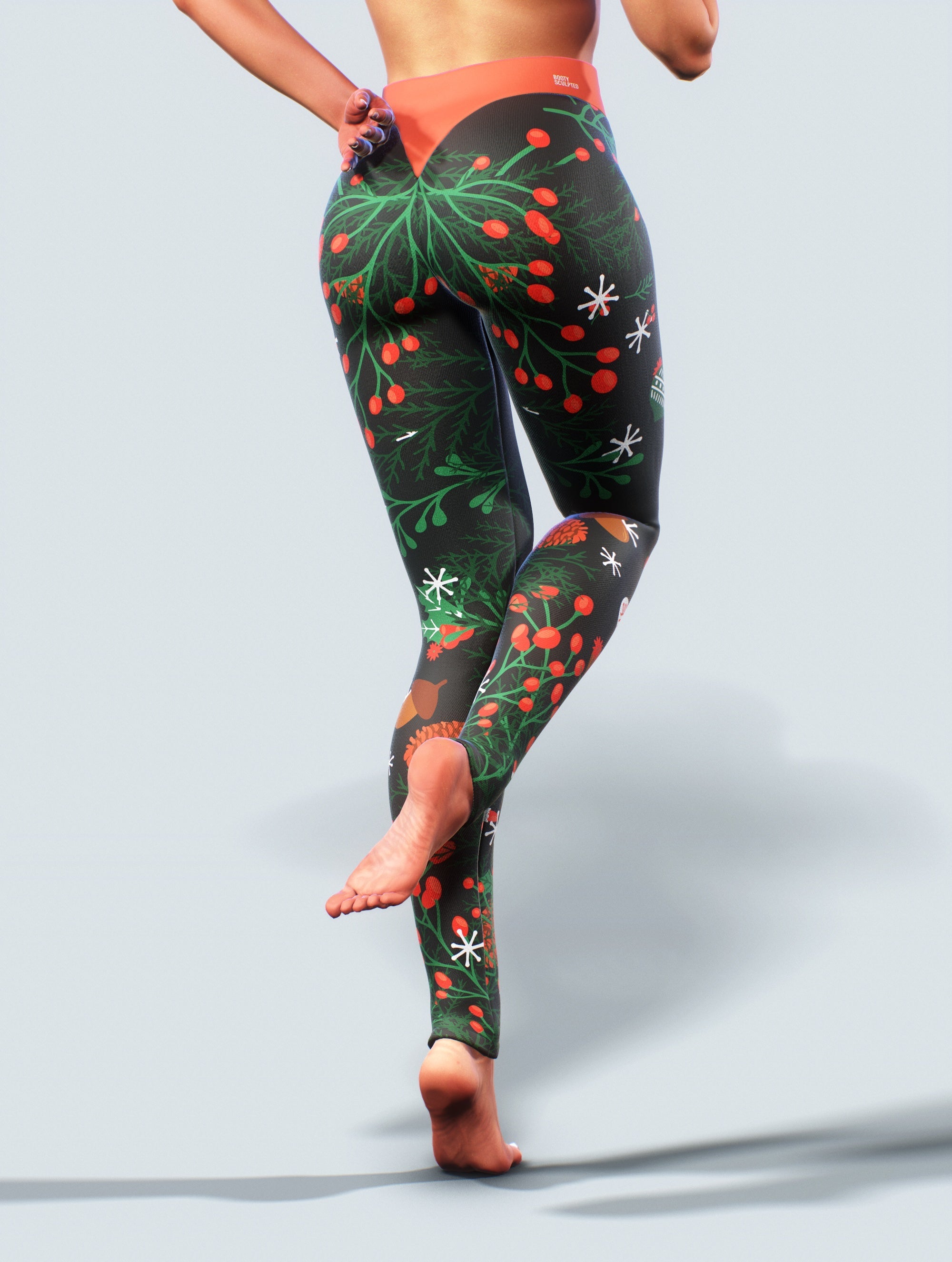 Mistletoe Gym Leggings-High waisted leggings-bootysculpted