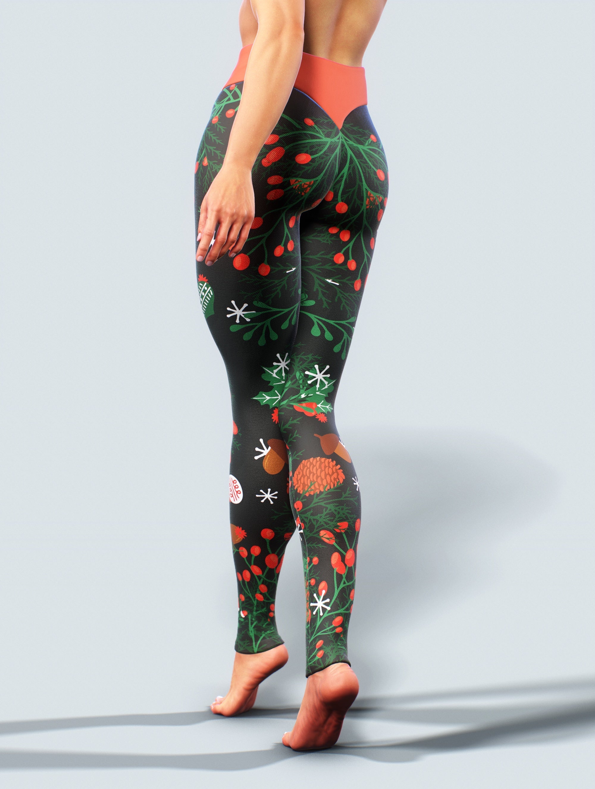 Mistletoe Gym Leggings-High waisted leggings-bootysculpted