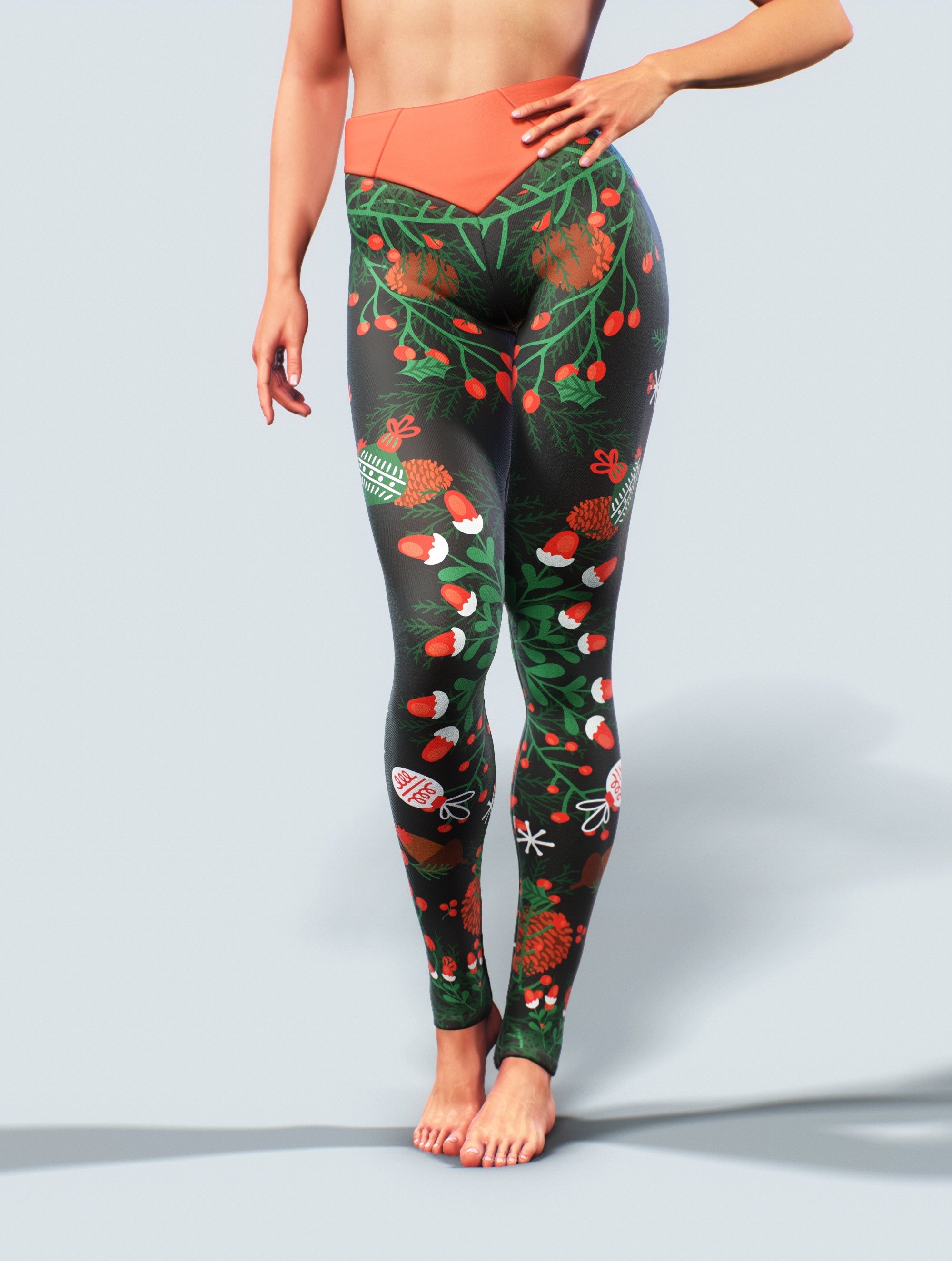 Mistletoe Gym Leggings-High waisted leggings-bootysculpted