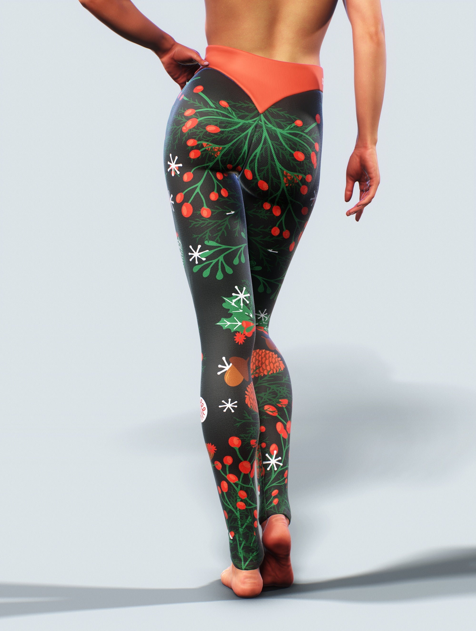 Mistletoe Gym Leggings-High waisted leggings-bootysculpted