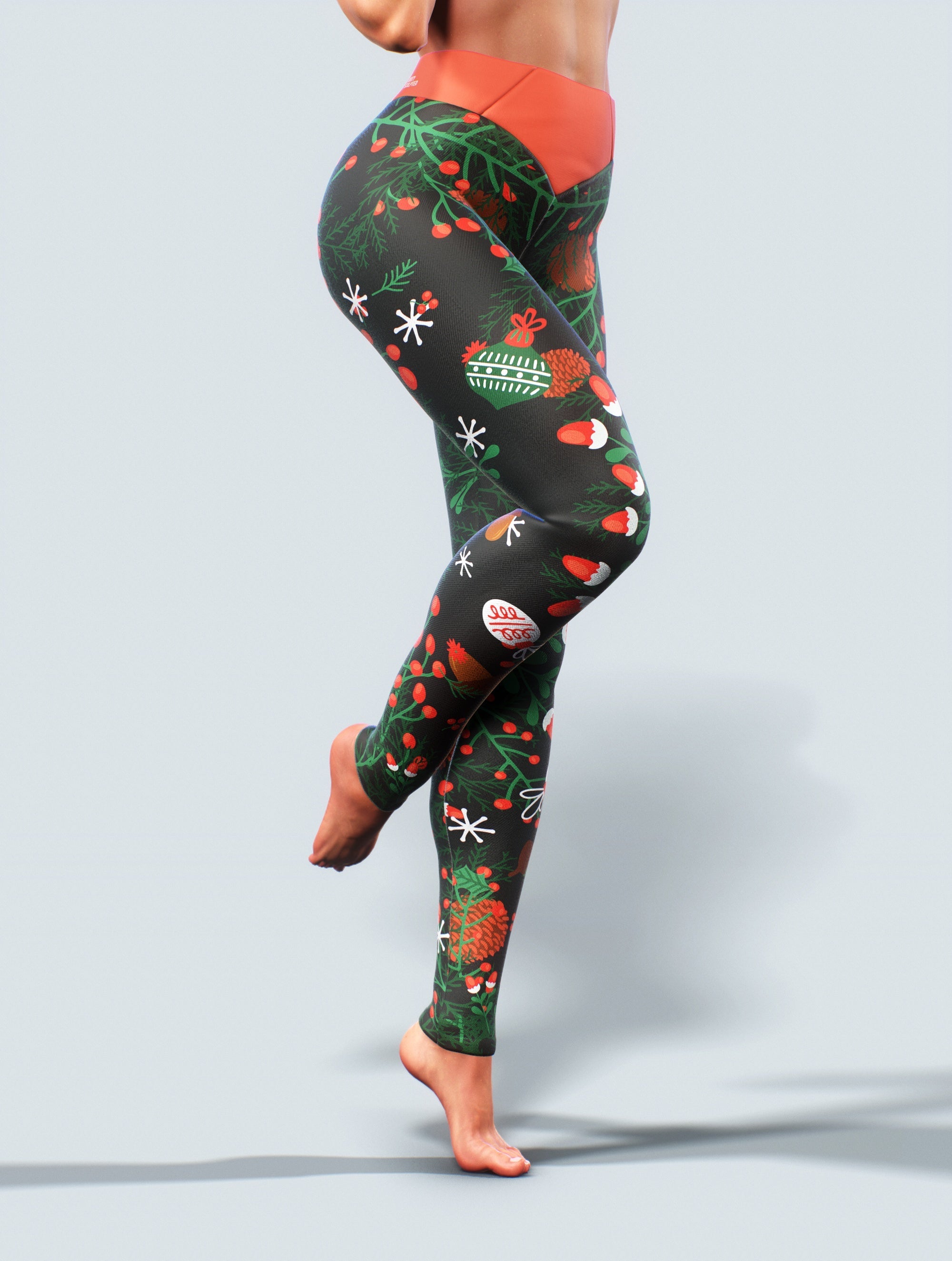 Mistletoe Gym Leggings-High waisted leggings-bootysculpted