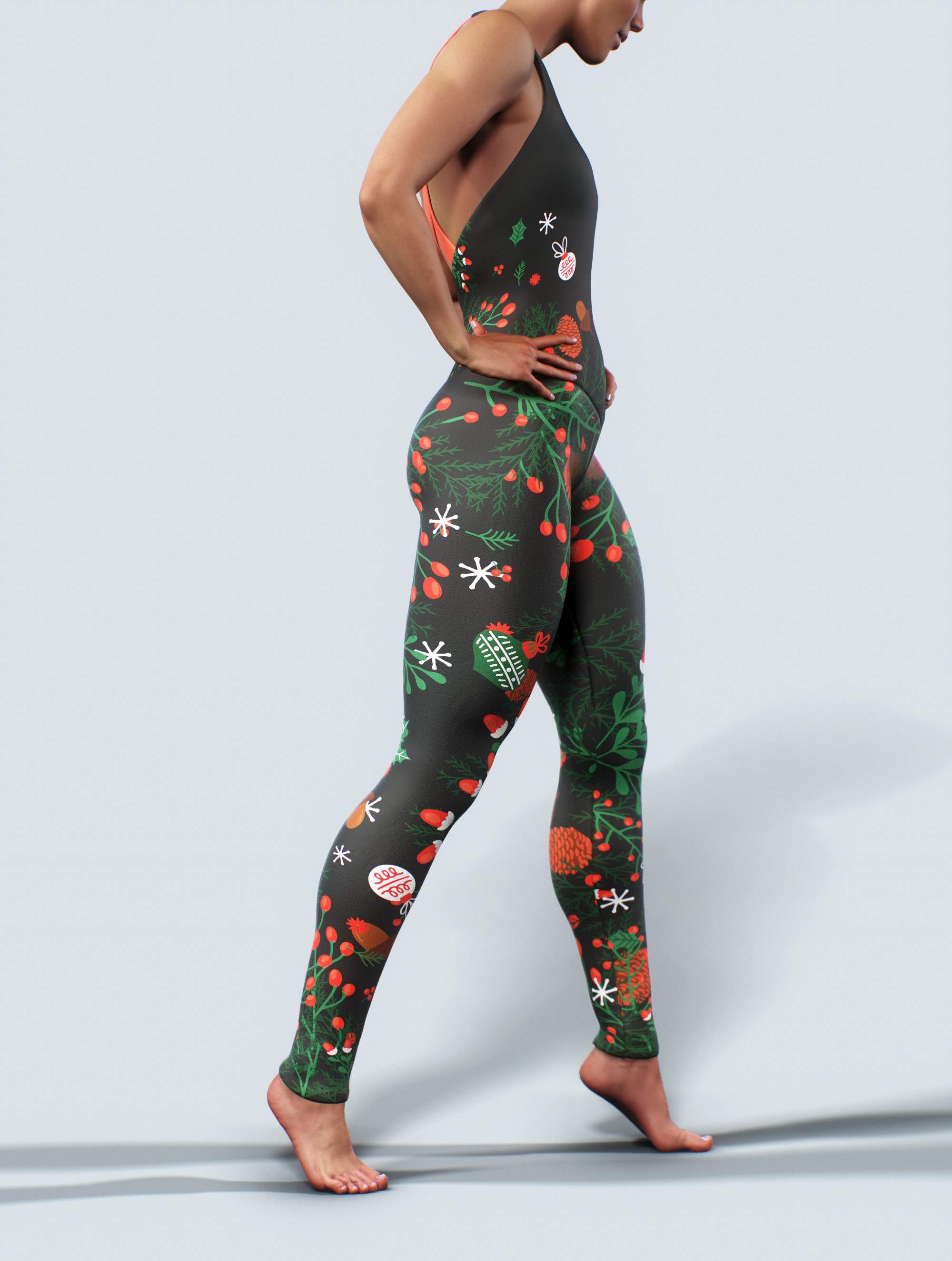 Mistletoe Gym Unitard-High waisted leggings-bootysculpted