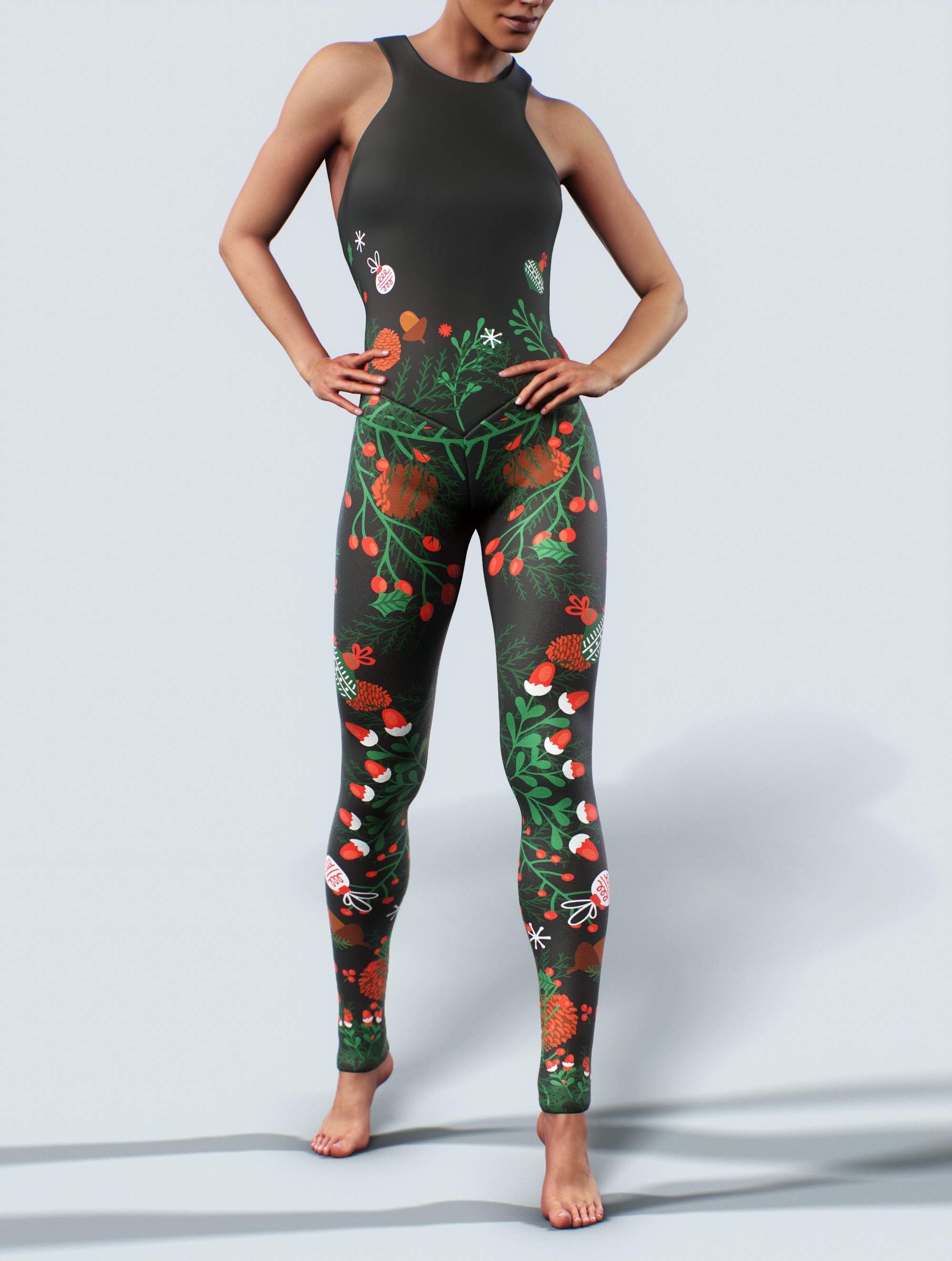 Mistletoe Gym Unitard-High waisted leggings-bootysculpted