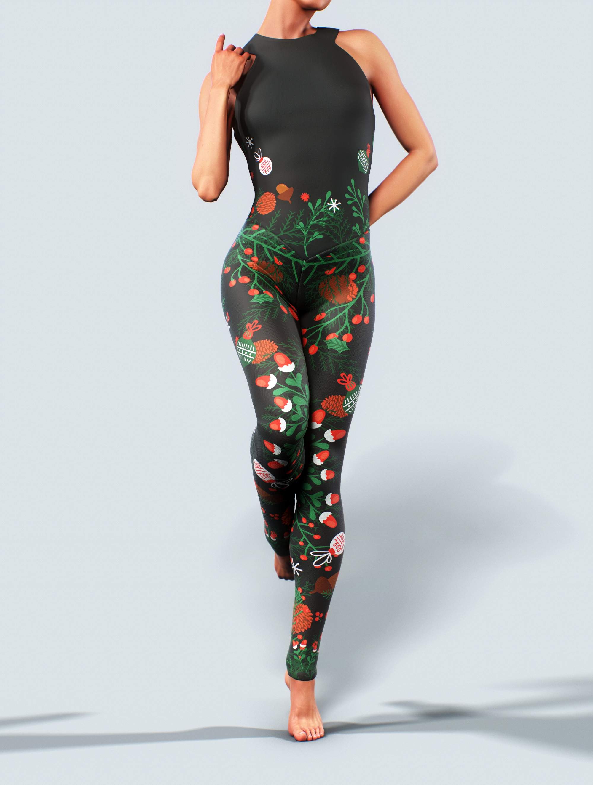 Mistletoe Gym Unitard-High waisted leggings-bootysculpted