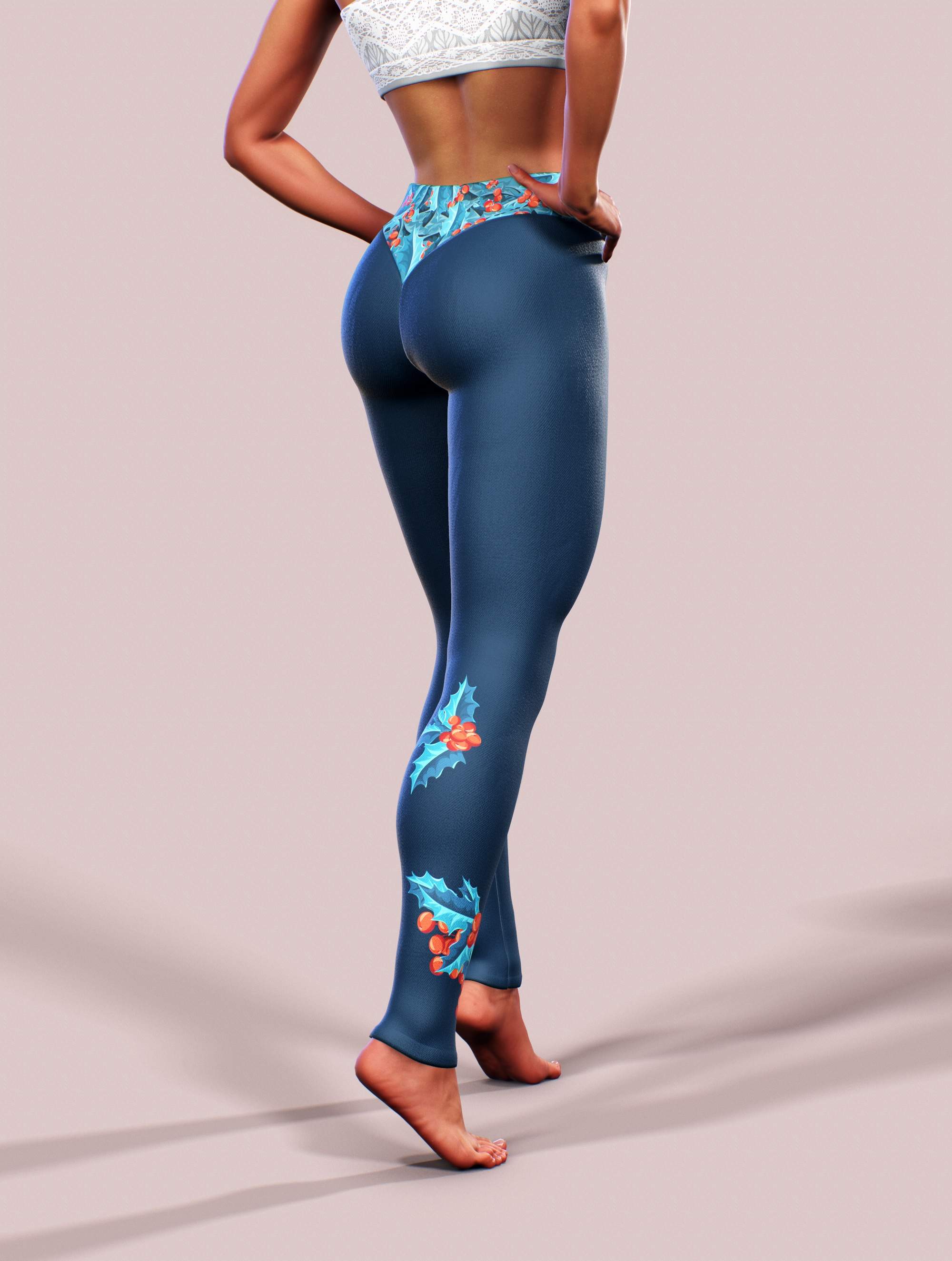 Mistletoe Inside Leggings-High waisted leggings-bootysculpted