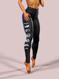 Moon Phases Black Leggings-High waisted leggings-bootysculpted